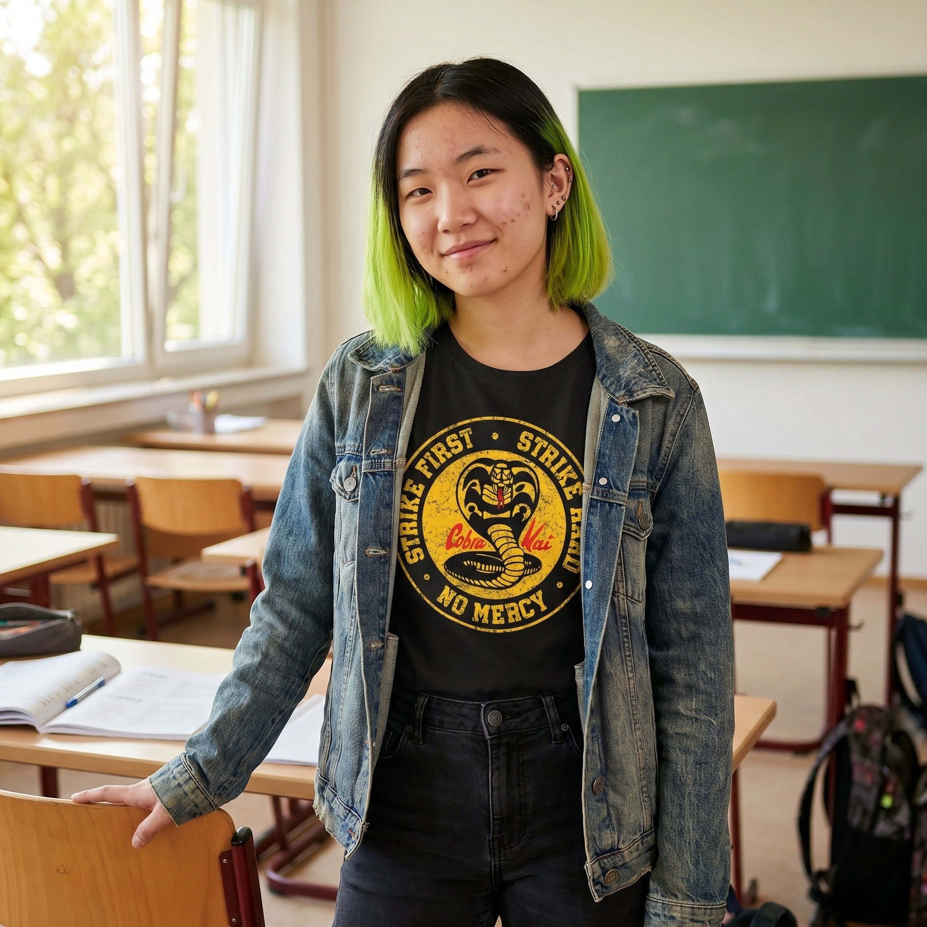 Immagine del prodotto T-shirt nera con logo Cobra Kai per fan di Karate Kid