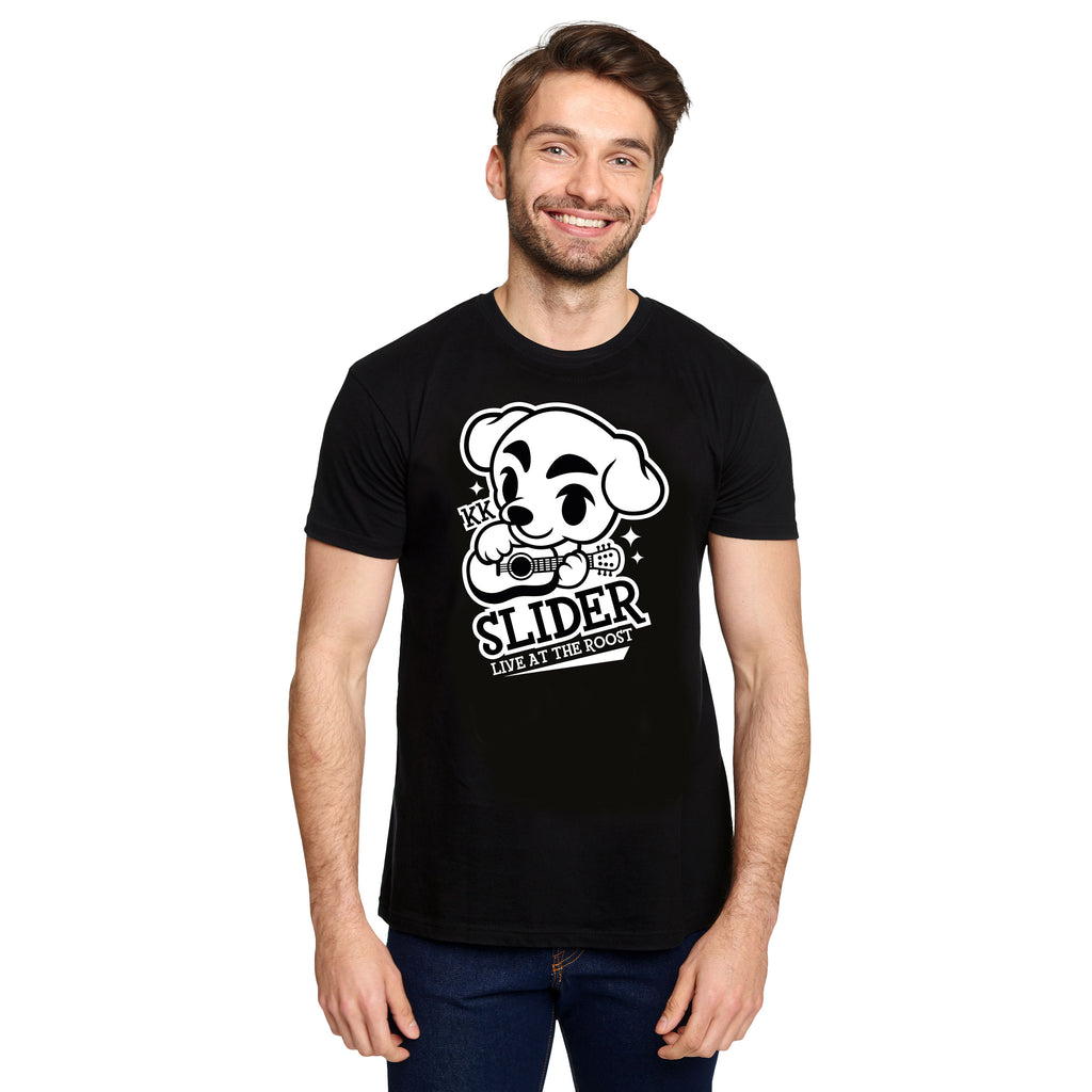 Immagine del prodotto T-shirt di K.K. Slider per fan di Animal Crossing nera