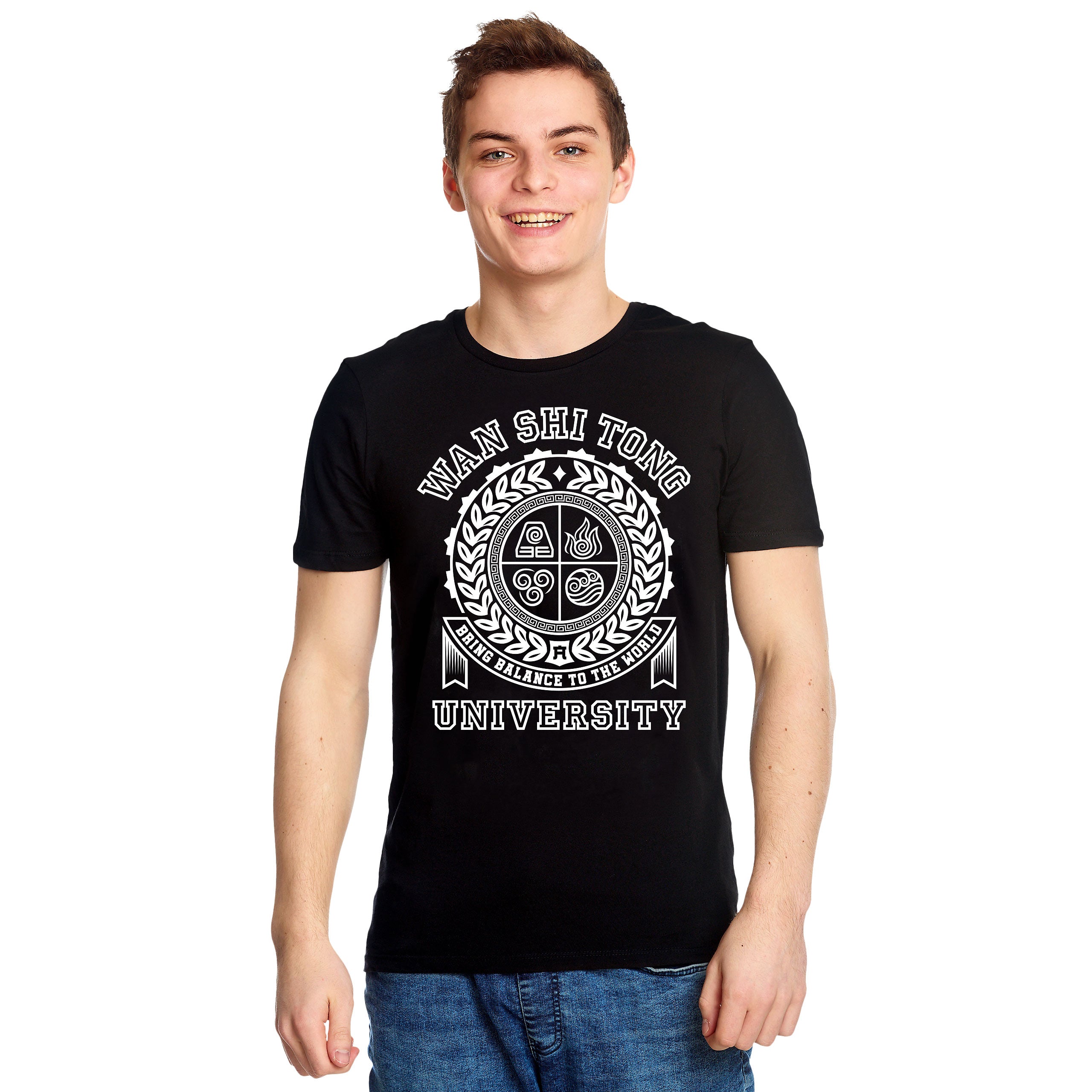 Immagine del prodotto T-shirt dell'Università Wan Shi Tong per fan di Avatar nera