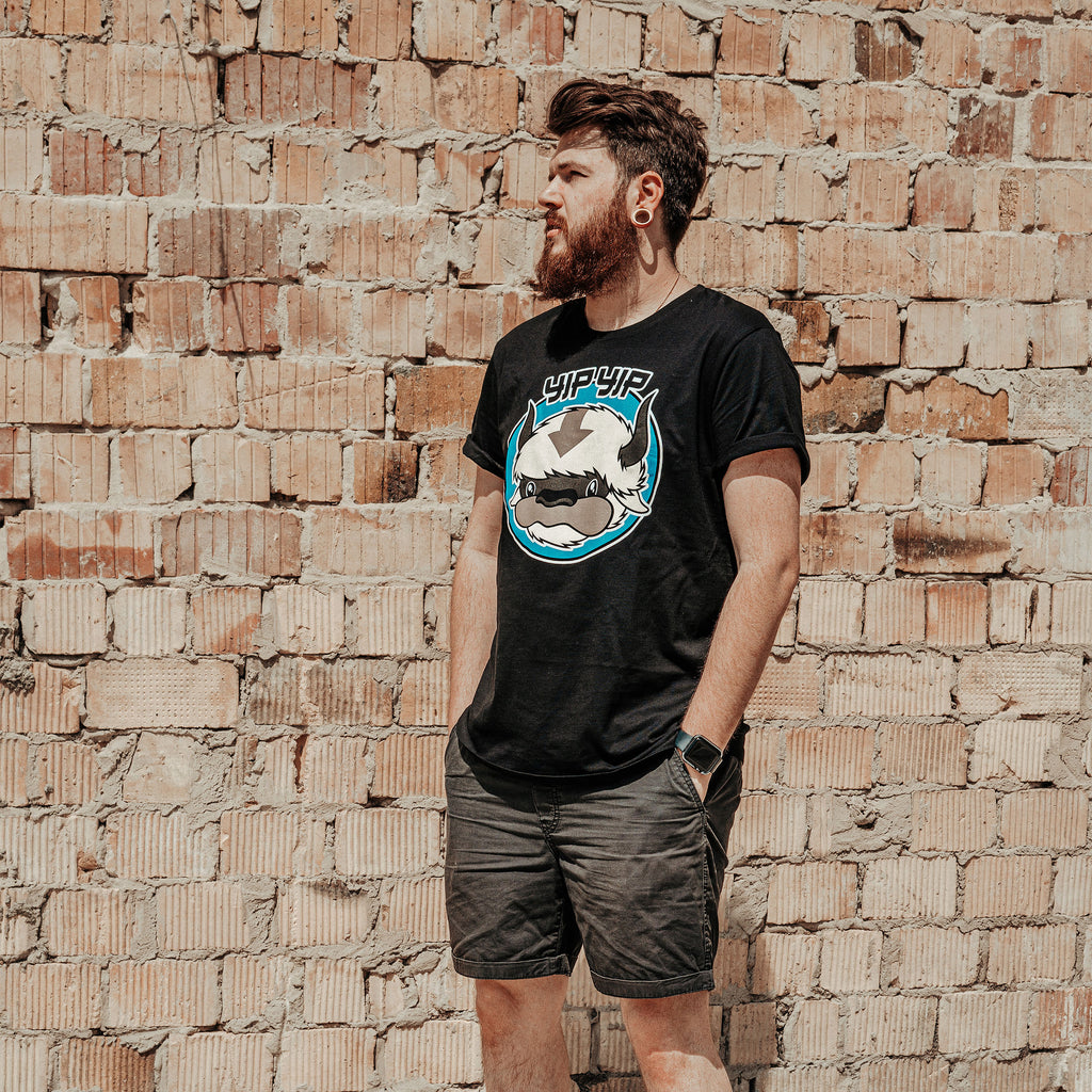 Immagine del prodotto T-shirt Appa Yip Yip per fan di Avatar nera