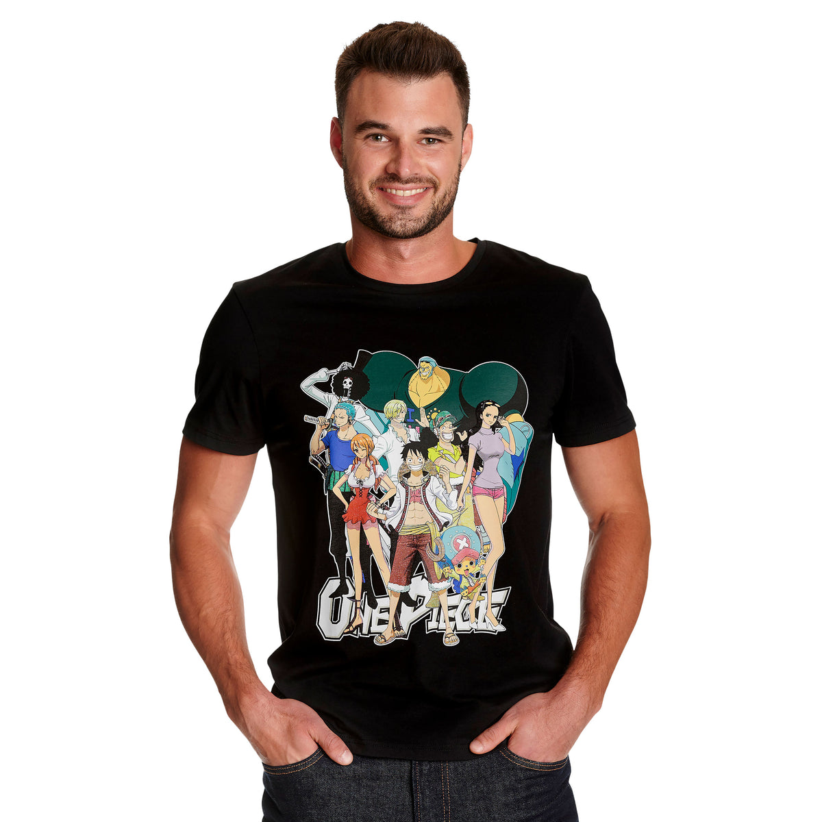 Product image One Piece - Ruffy with Straw Hat Crew T-Shirt black