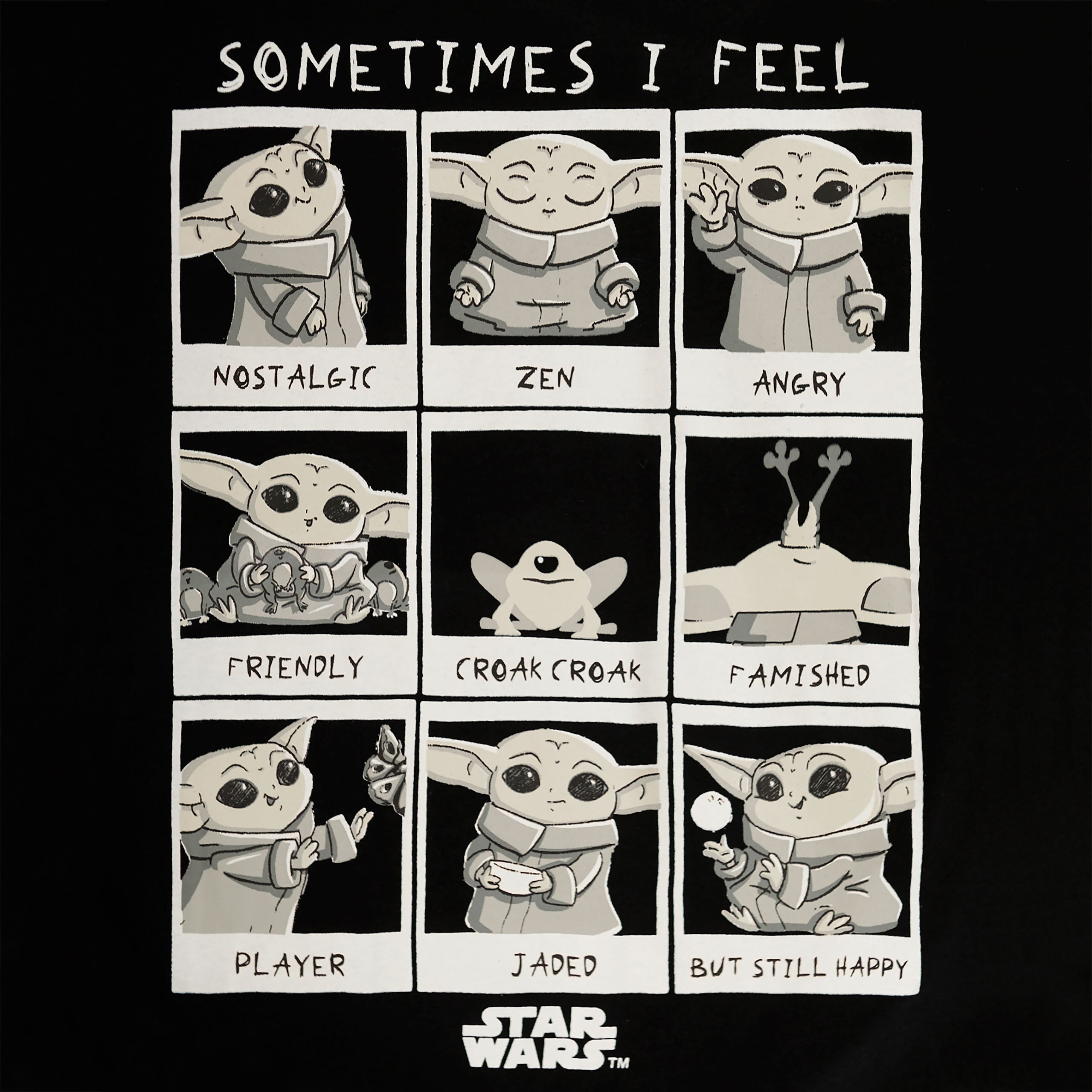 Immagine del prodotto T-shirt da donna Grogu Emotions nera - Star Wars The Mandalorian