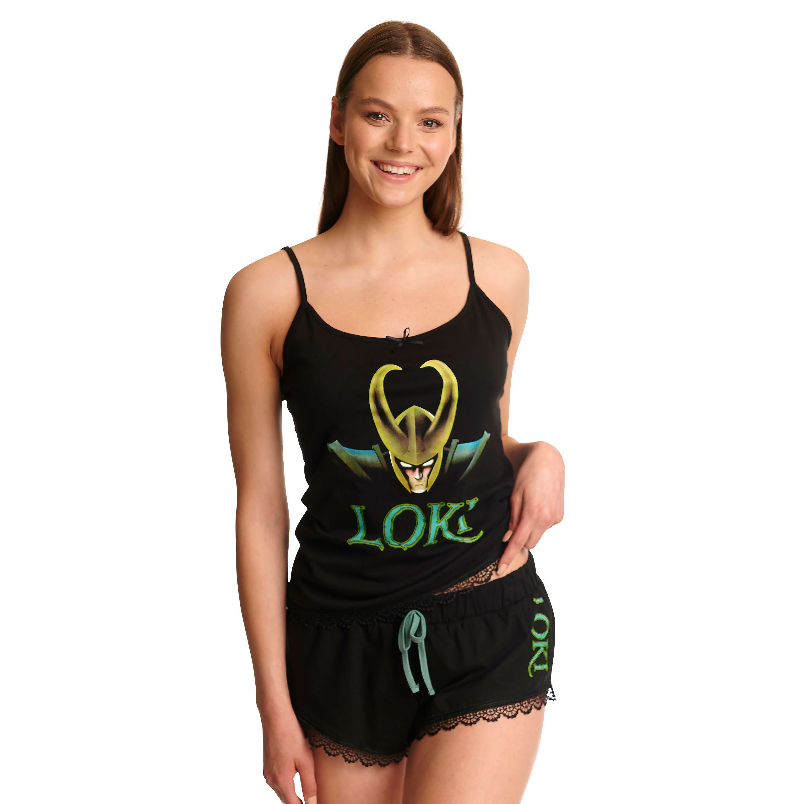 Immagine del prodotto Loki - Pigiama donna corto con pizzo nero