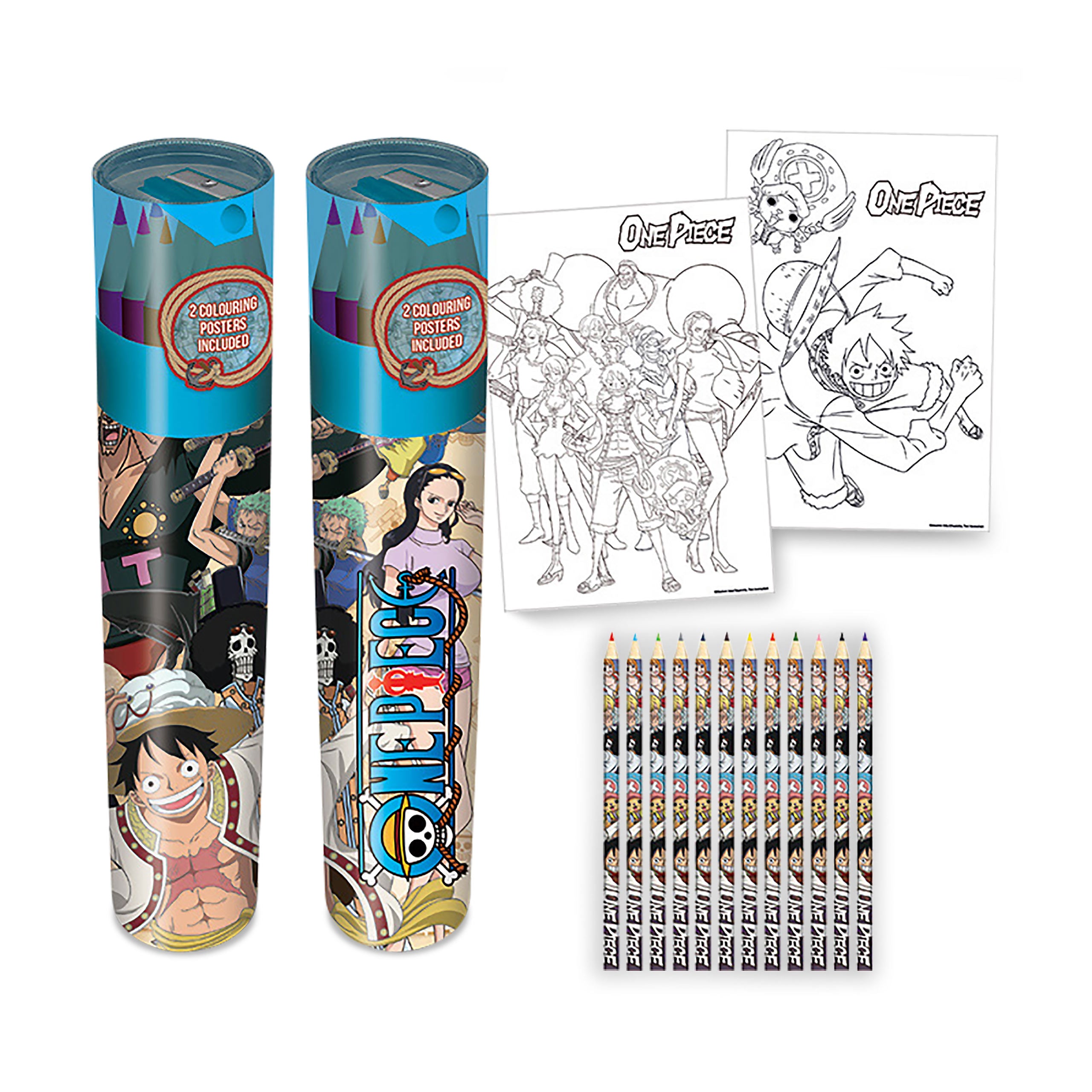 Immagine del prodotto One Piece - Set di 12 scatole di matite con 2 immagini da colorare
