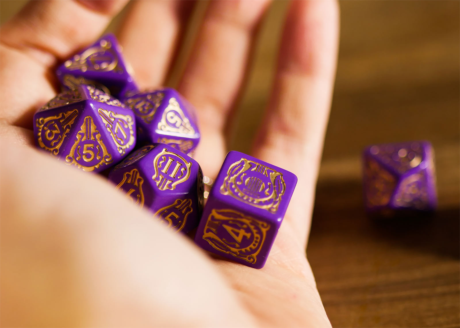 Product image Witcher - Dandelion Viscount de Lettenhove RPG Dice Set 7pcs with Collector's Coin