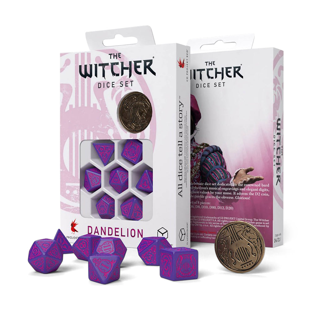 Immagine del prodotto Witcher - Dandelion Conquistatore di Cuori Set di Dadi RPG 7 pezzi con Moneta da Collezione