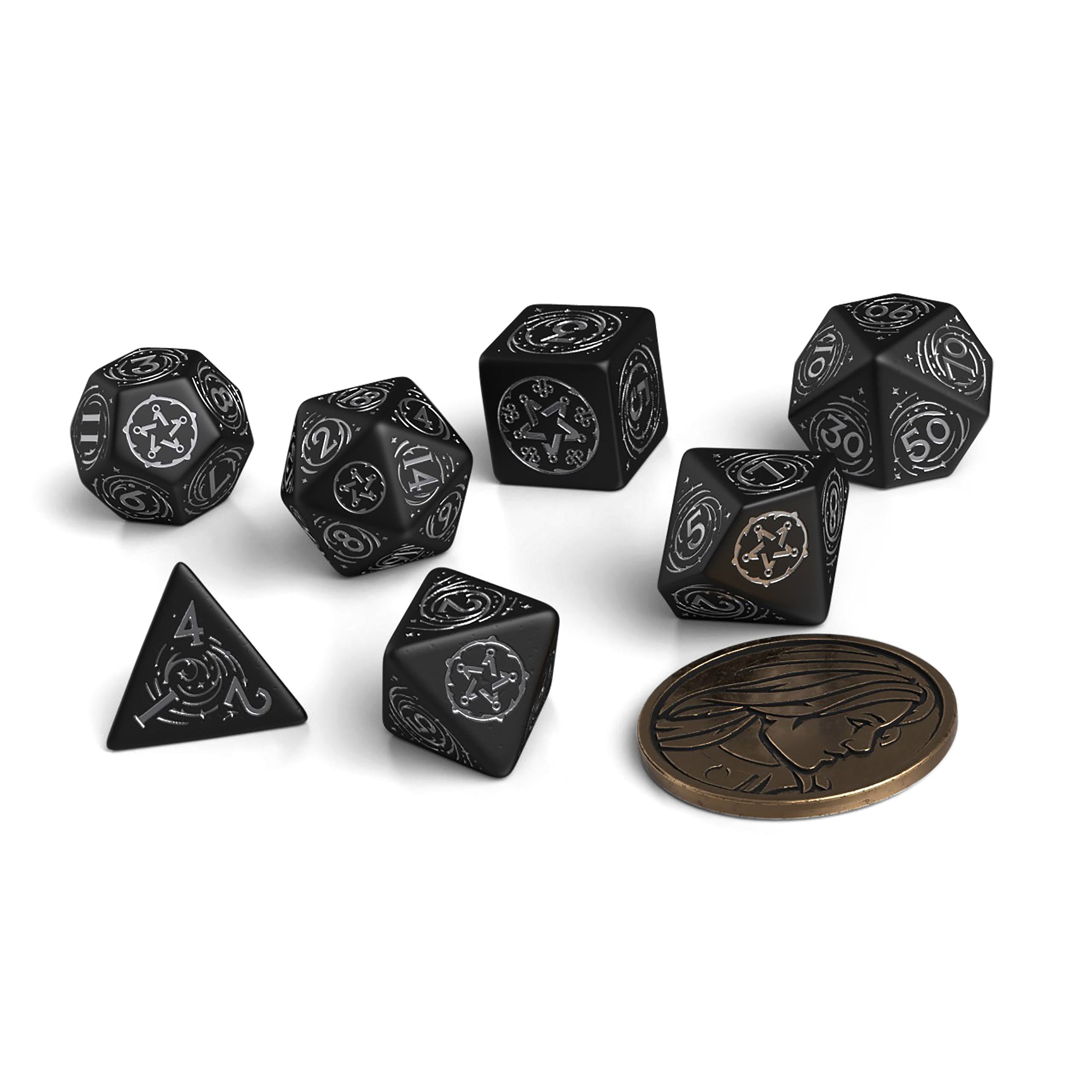 Immagine del prodotto Witcher - Yennefer Obsidian Star RPG Set di Dadi 7 pezzi con Moneta da Collezione