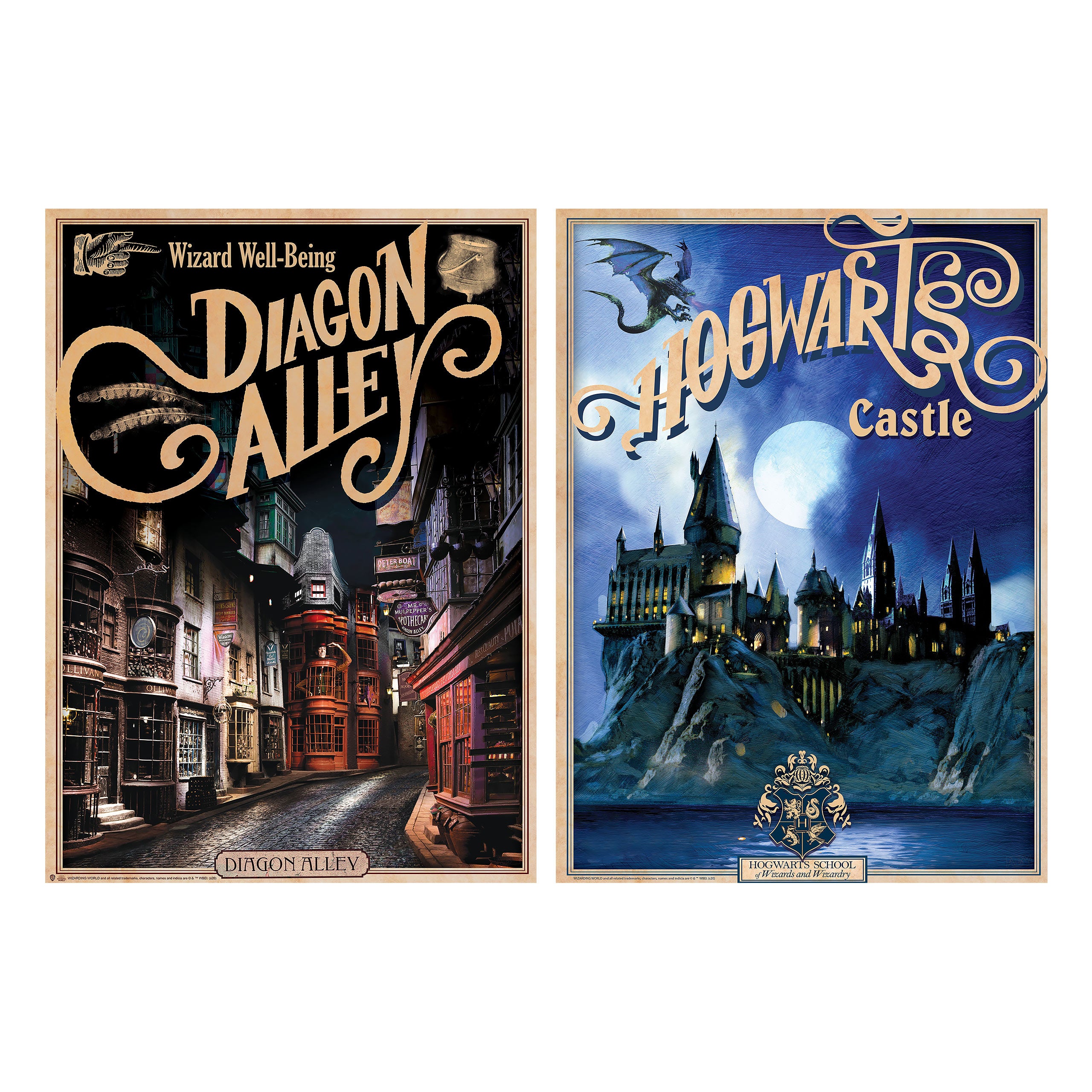 Immagine del prodotto Harry Potter - Castello di Hogwarts & Diagon Alley Poster Set di 2