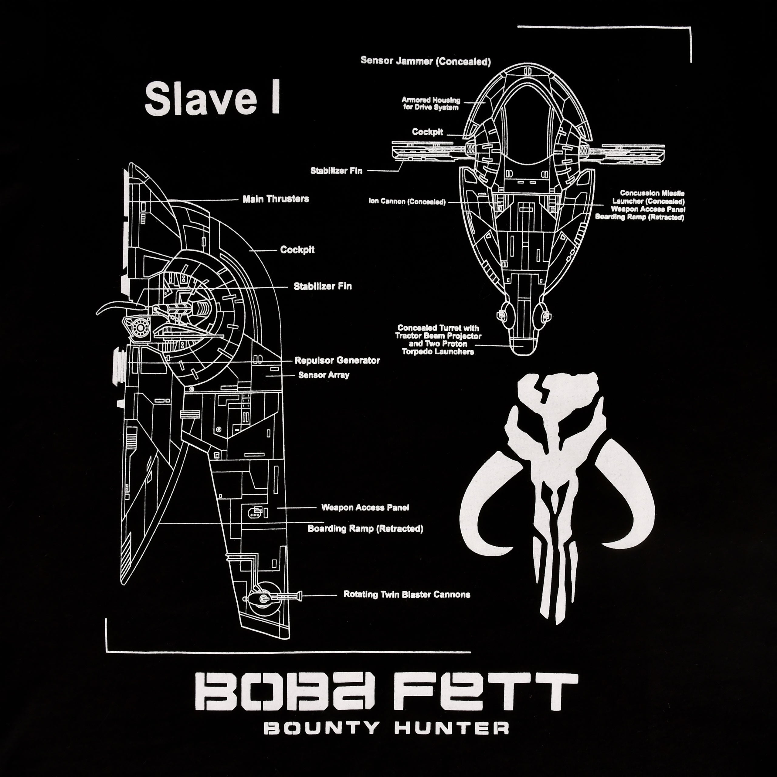 Product image Star Wars - Boba Fett Slave I Sketch T-Shirt Black