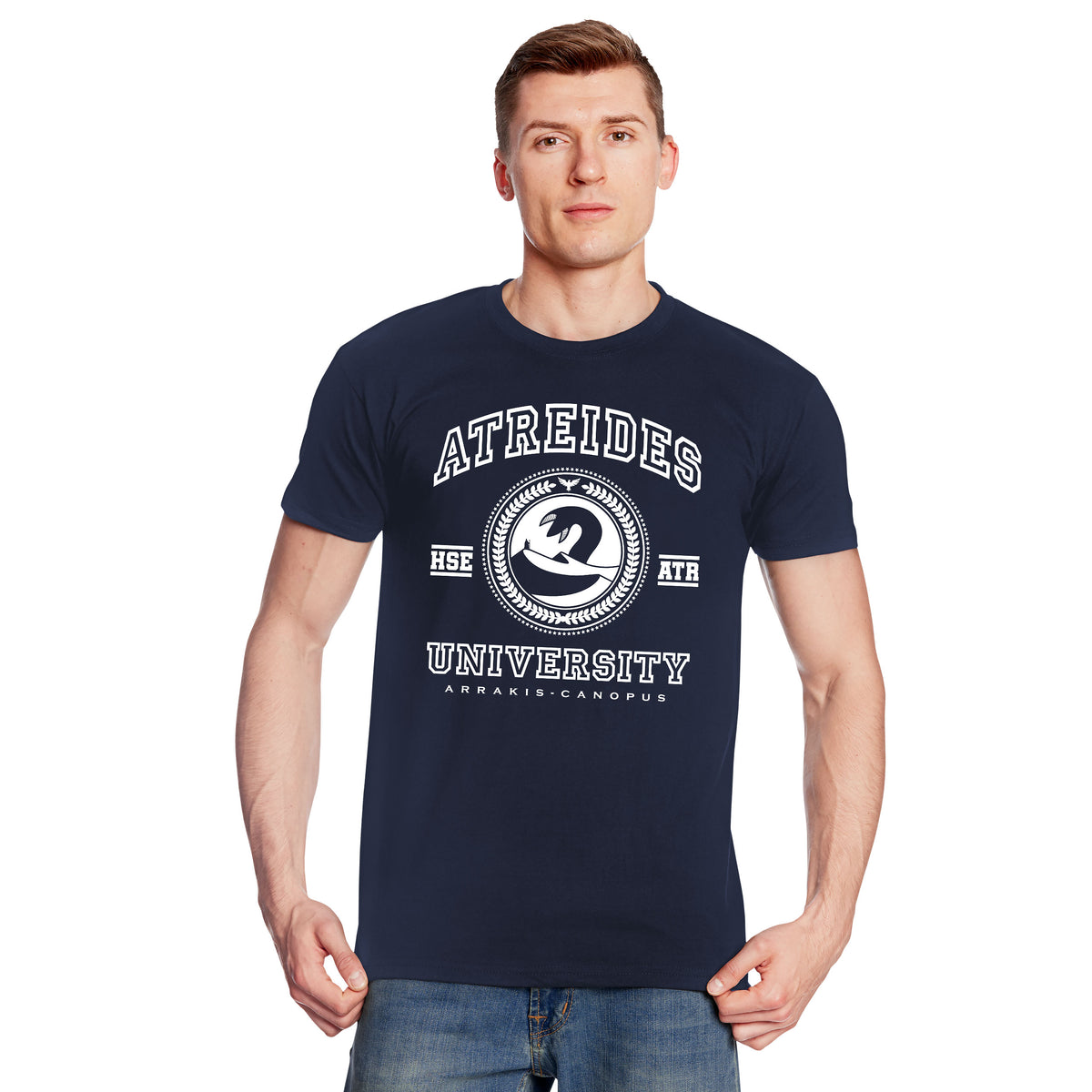 Immagine del prodotto T-shirt dell'Università Atreides per i fan di Dune blu