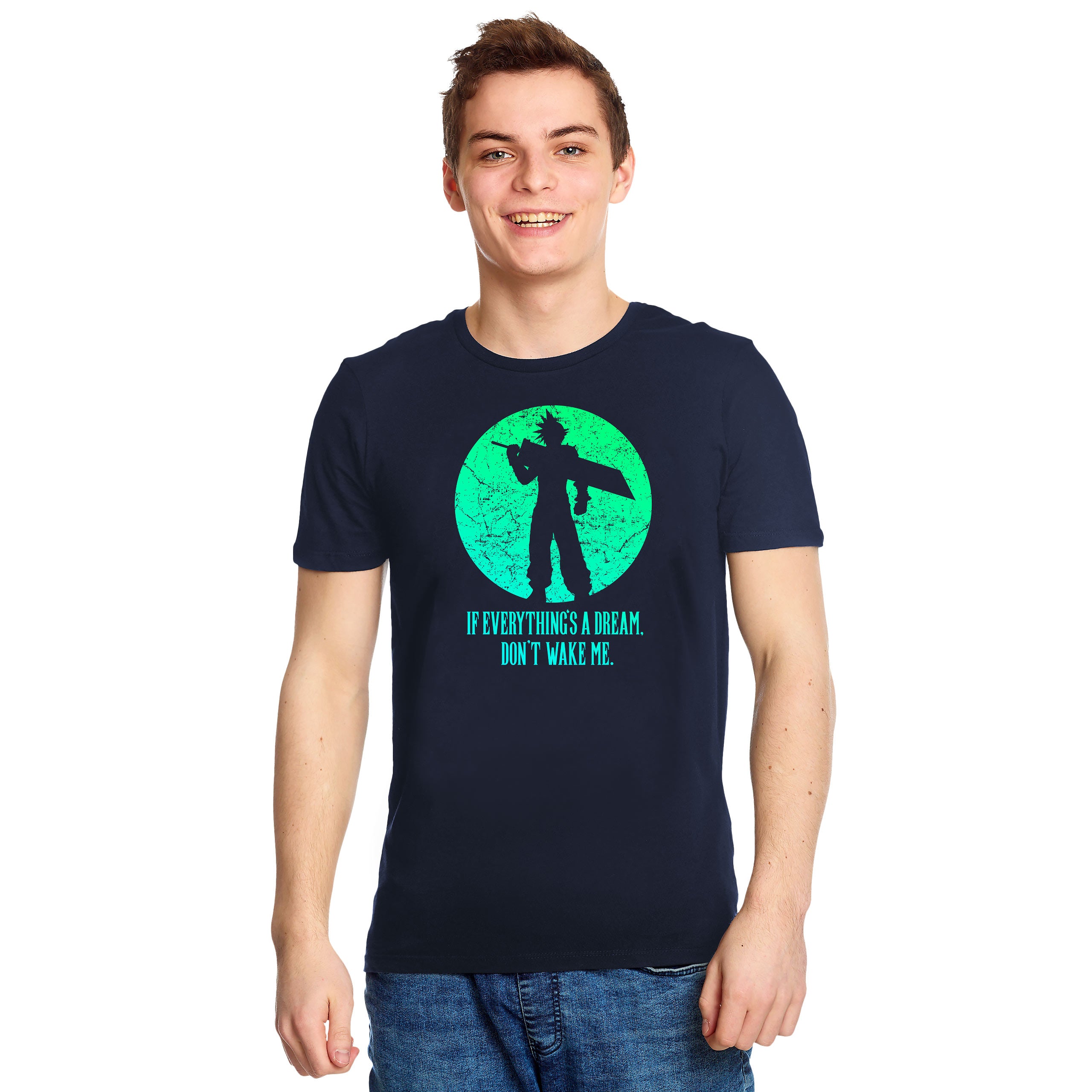Immagine del prodotto T-shirt di Cloud Strife per fan di Final Fantasy blu