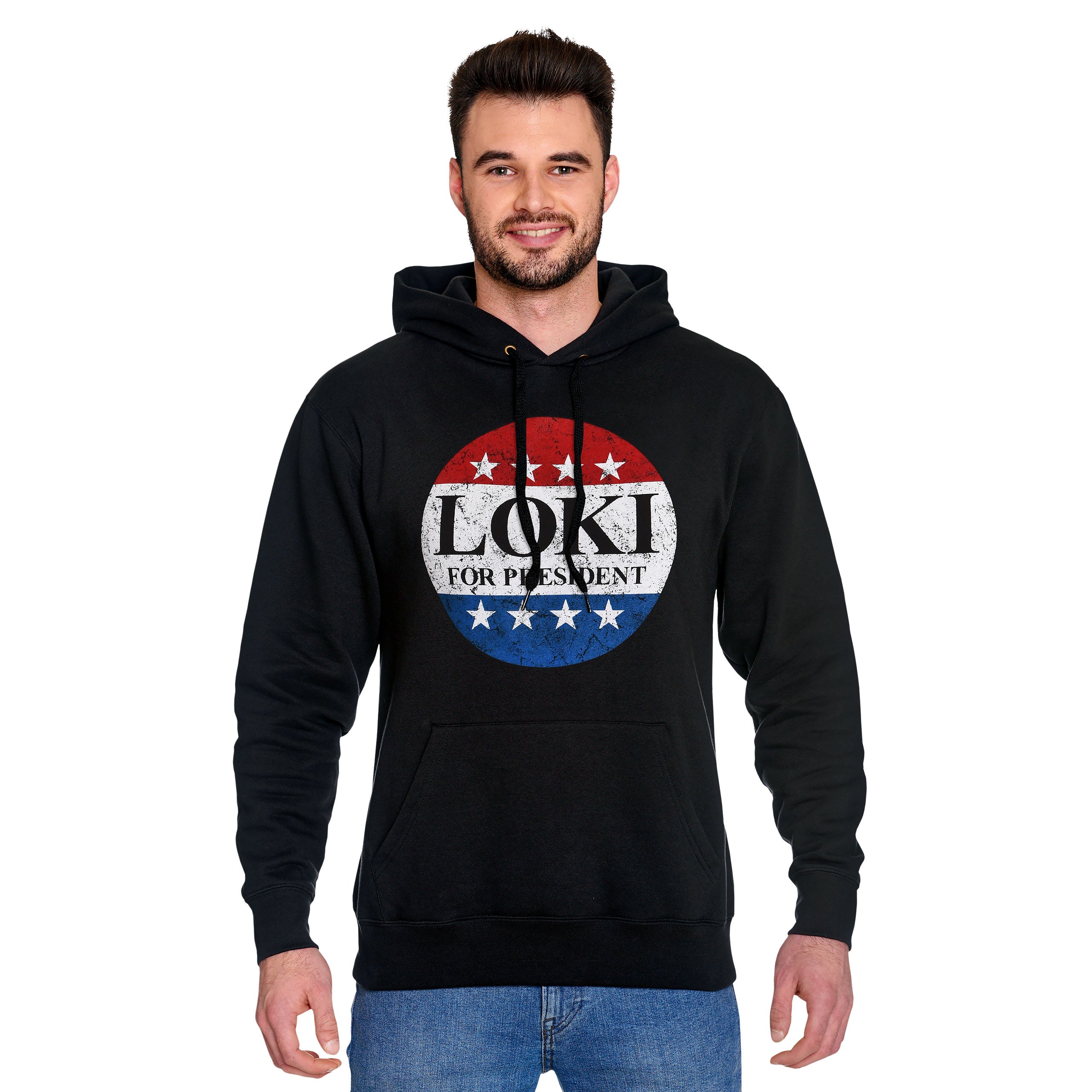 Immagine del prodotto Felpa con cappuccio For President per i fan di Loki nero
