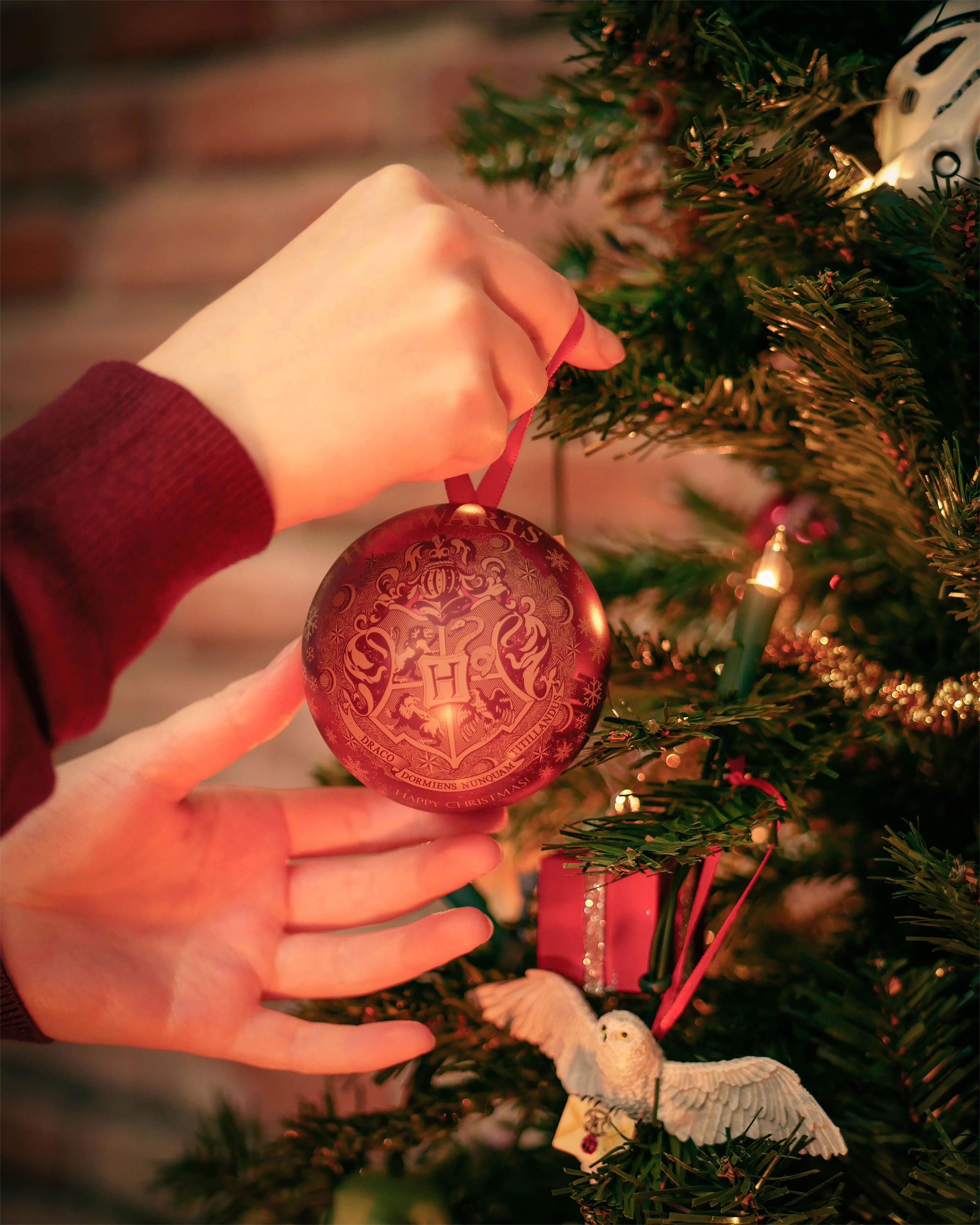 Immagine del prodotto Harry Potter - Palla di Natale stemma di Hogwarts con collana Boccino d'Oro
