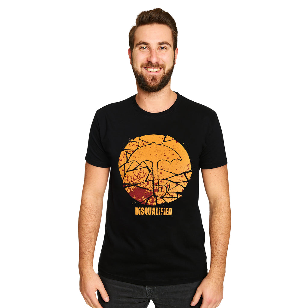 Immagine del prodotto T-shirt nera Cookie Disqualified per fan di Squid Game