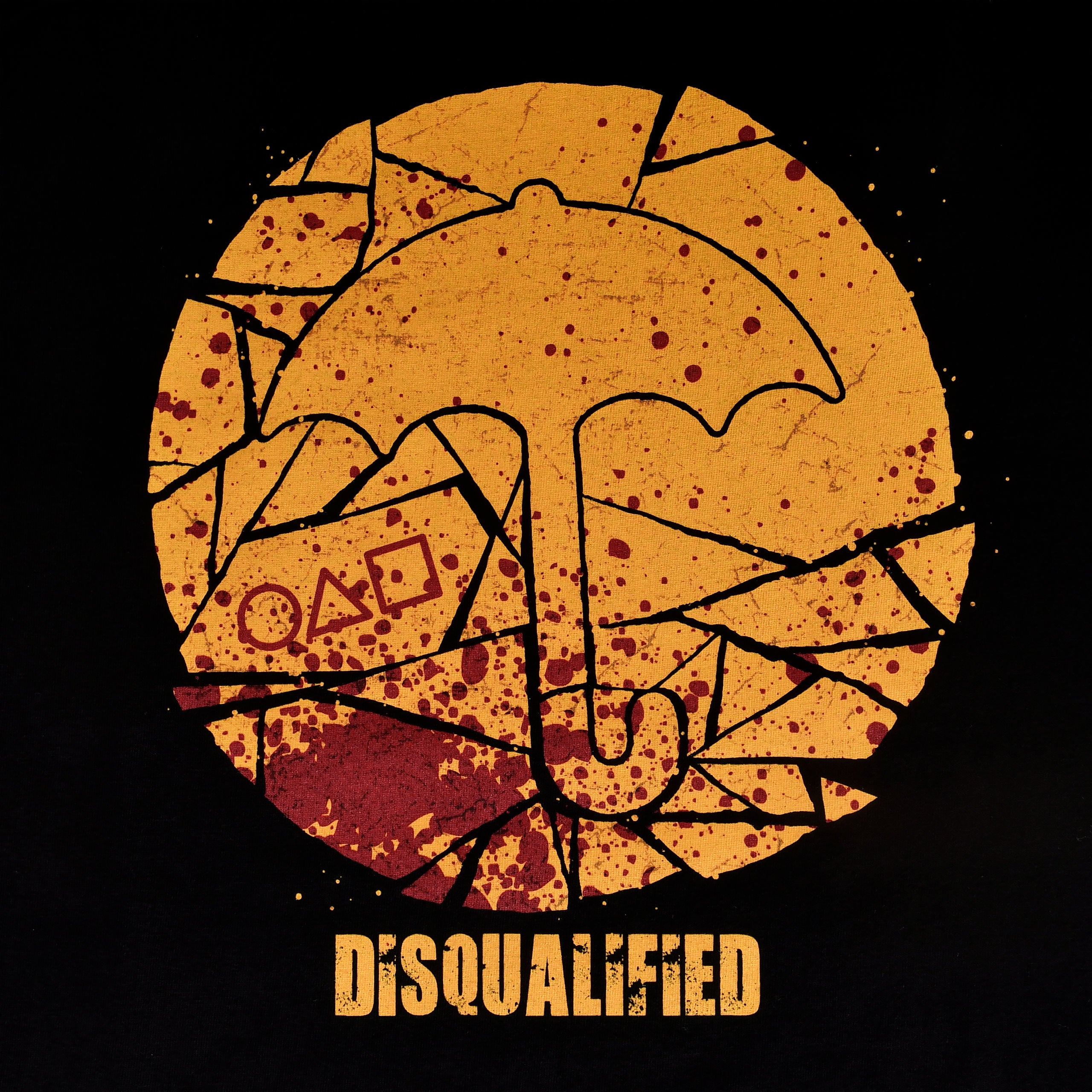 Immagine del prodotto T-shirt nera Cookie Disqualified per fan di Squid Game