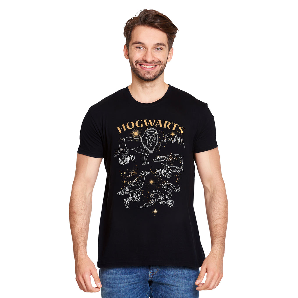 Immagine del prodotto Harry Potter - Maglietta nera con animali degli stemmi delle case di Hogwarts