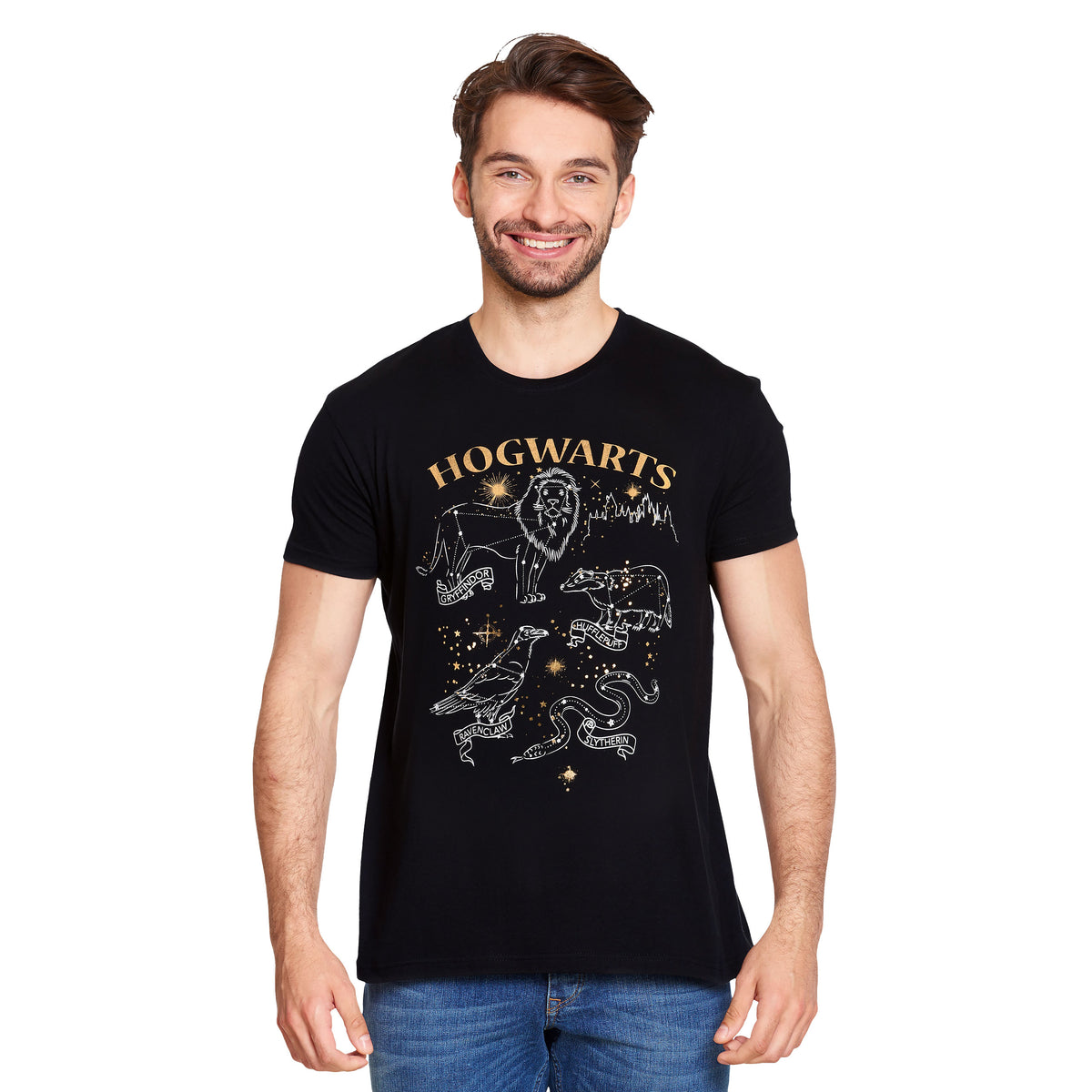 Immagine del prodotto Harry Potter - Maglietta nera con animali degli stemmi delle case di Hogwarts