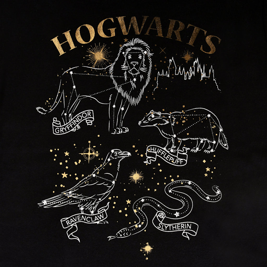 Immagine del prodotto Harry Potter - Maglietta nera con animali degli stemmi delle case di Hogwarts