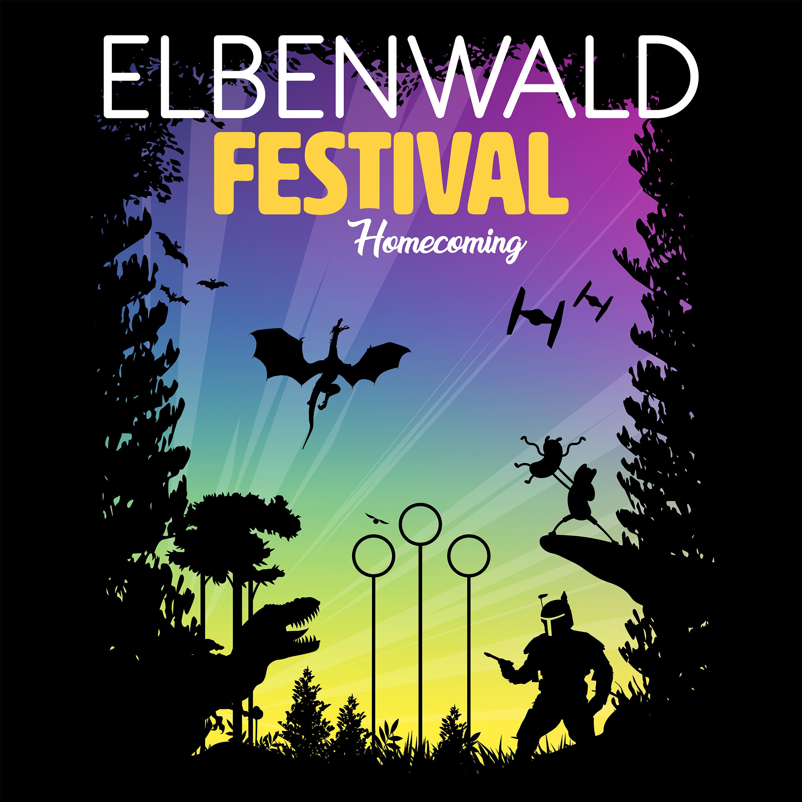 Immagine del prodotto T-shirt nera del Festival di Elbenwald Homecoming
