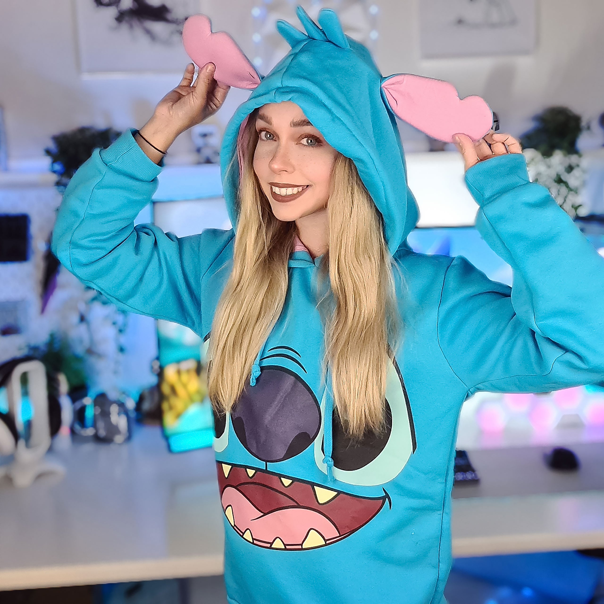Immagine del prodotto Lilo & Stitch - Felpa con cappuccio da donna Stitch con orecchie blu