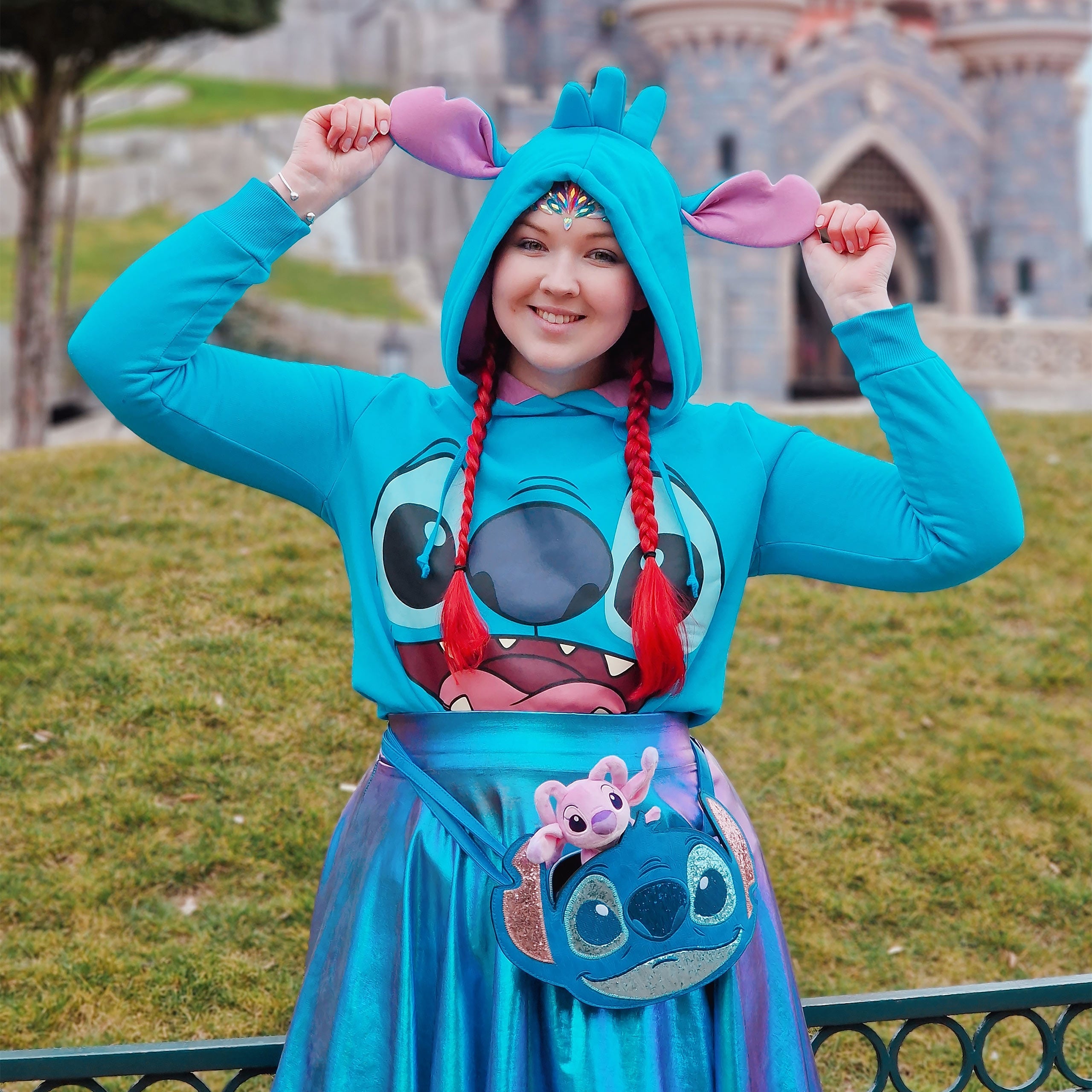 Immagine del prodotto Lilo & Stitch - Felpa con cappuccio da donna Stitch con orecchie blu