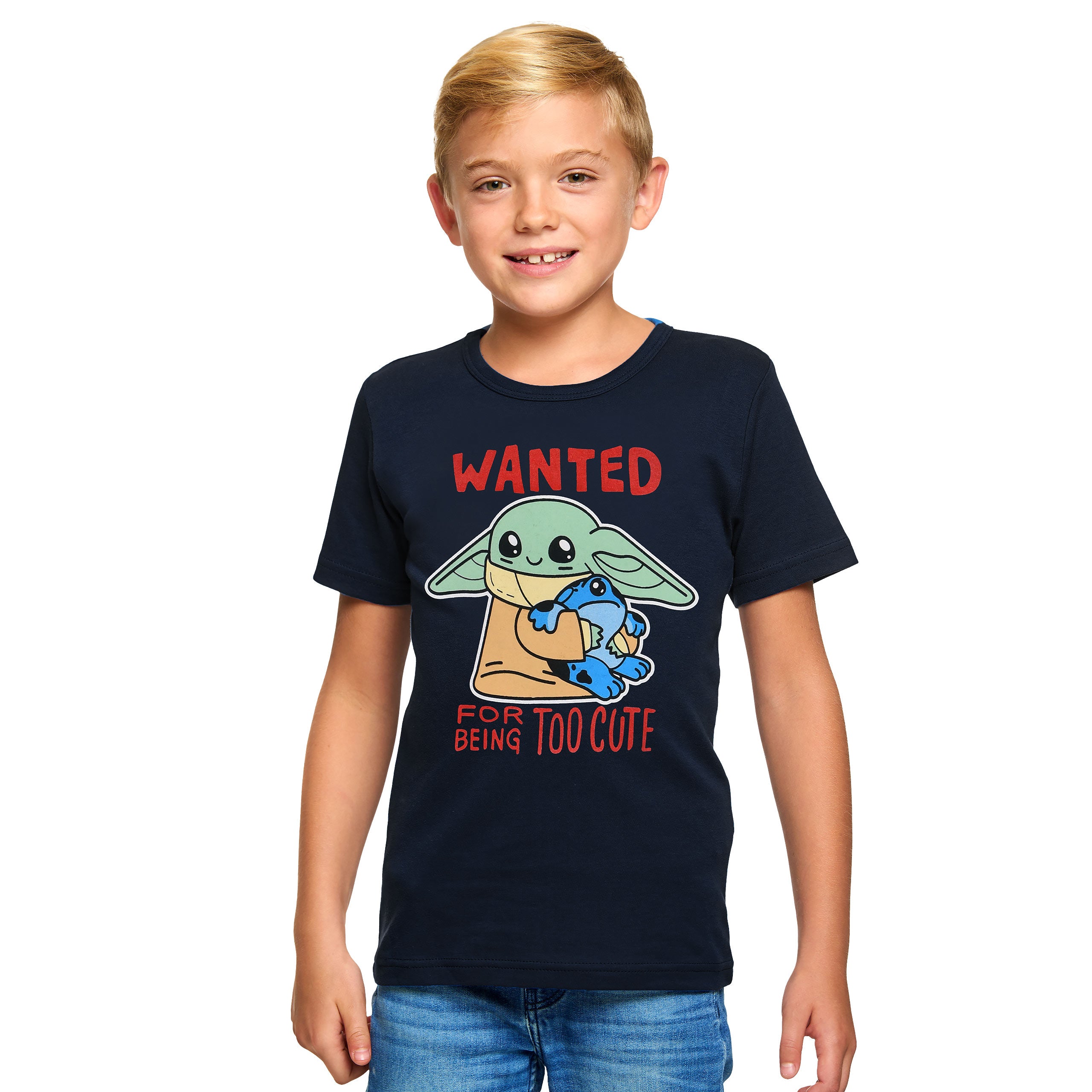 Immagine del prodotto Maglietta per bambini Grogu Wanted Too Cute blu - Star Wars The Mandalorian