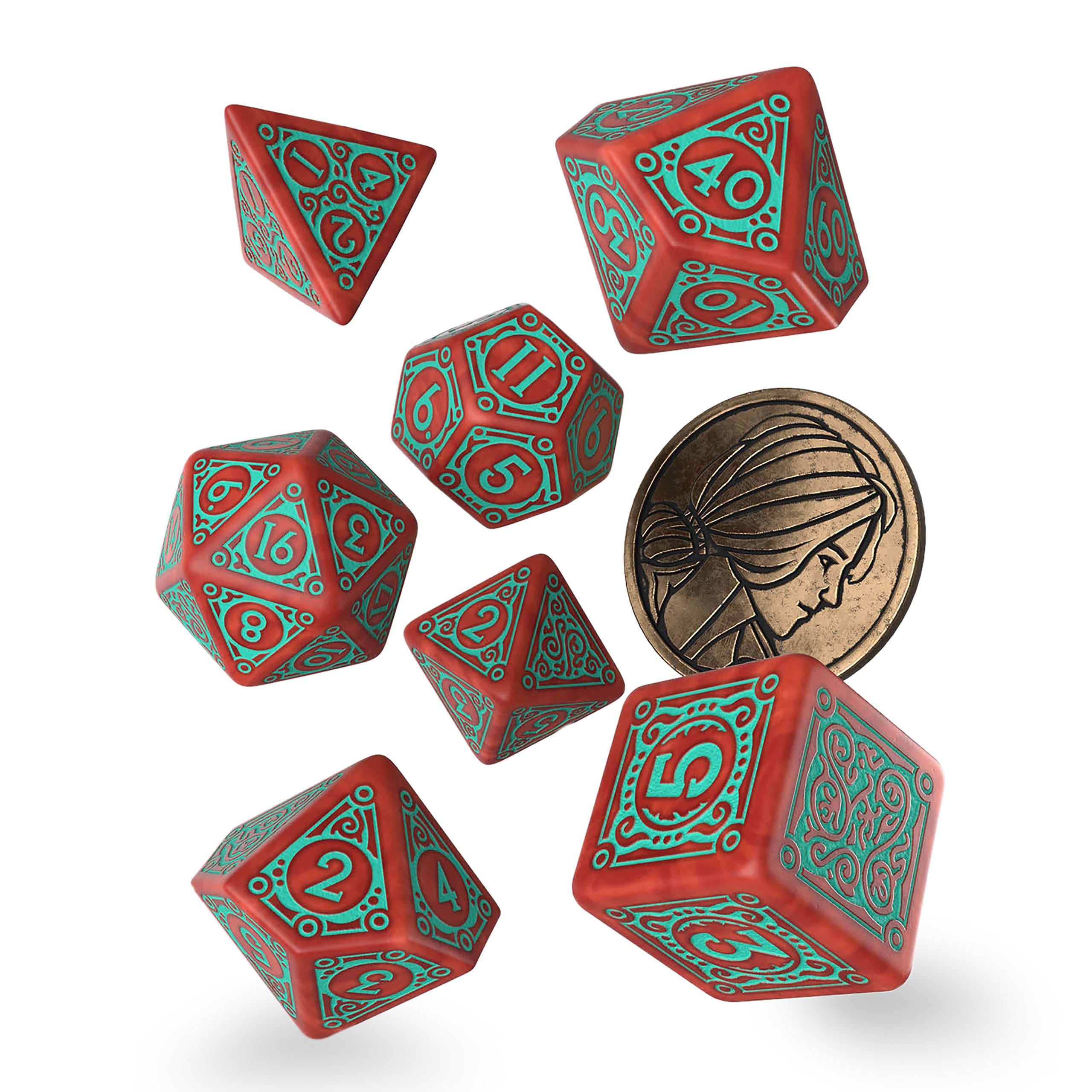 Immagine del prodotto Witcher - Set di dadi RPG Triss da 7 pezzi con moneta da collezione