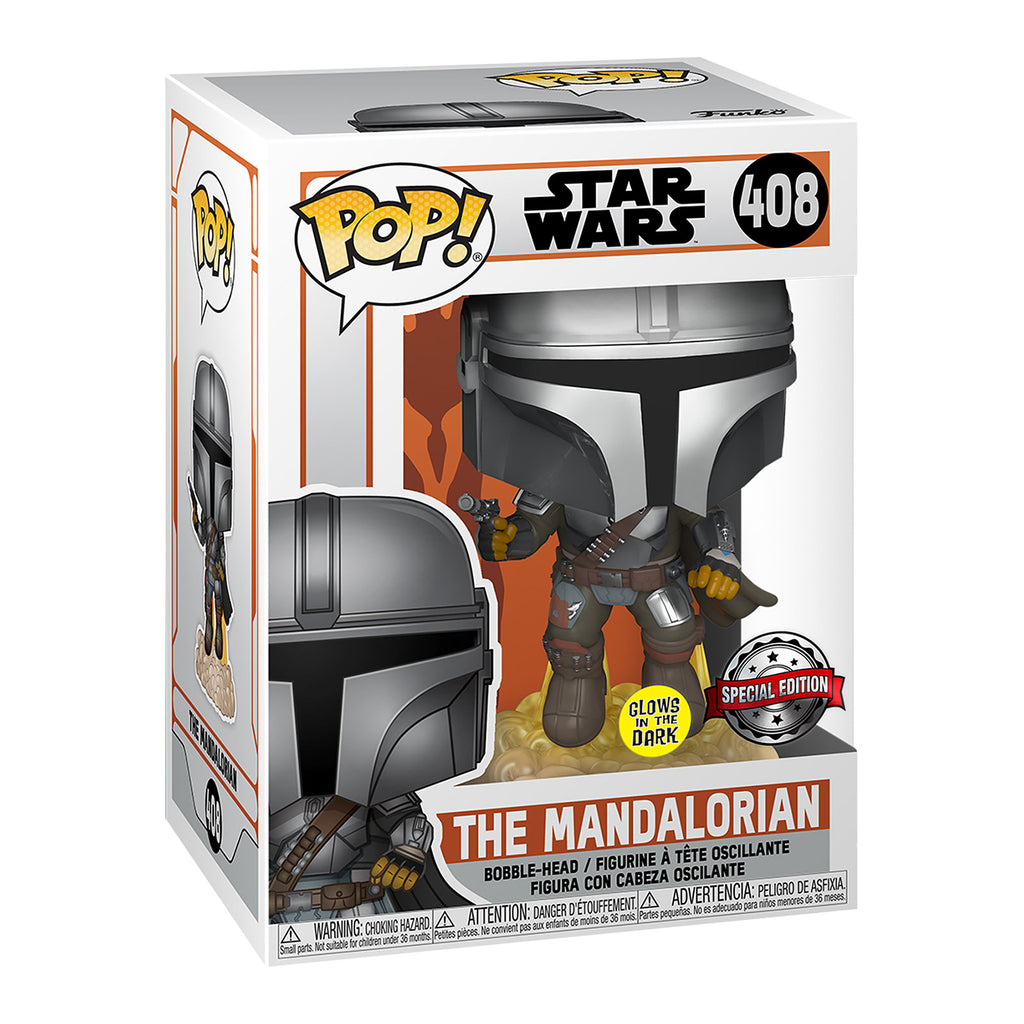 Immagine del prodotto Figura Funko Pop Mando Glow in the Dark con testa oscillante - Star Wars The Mandalorian