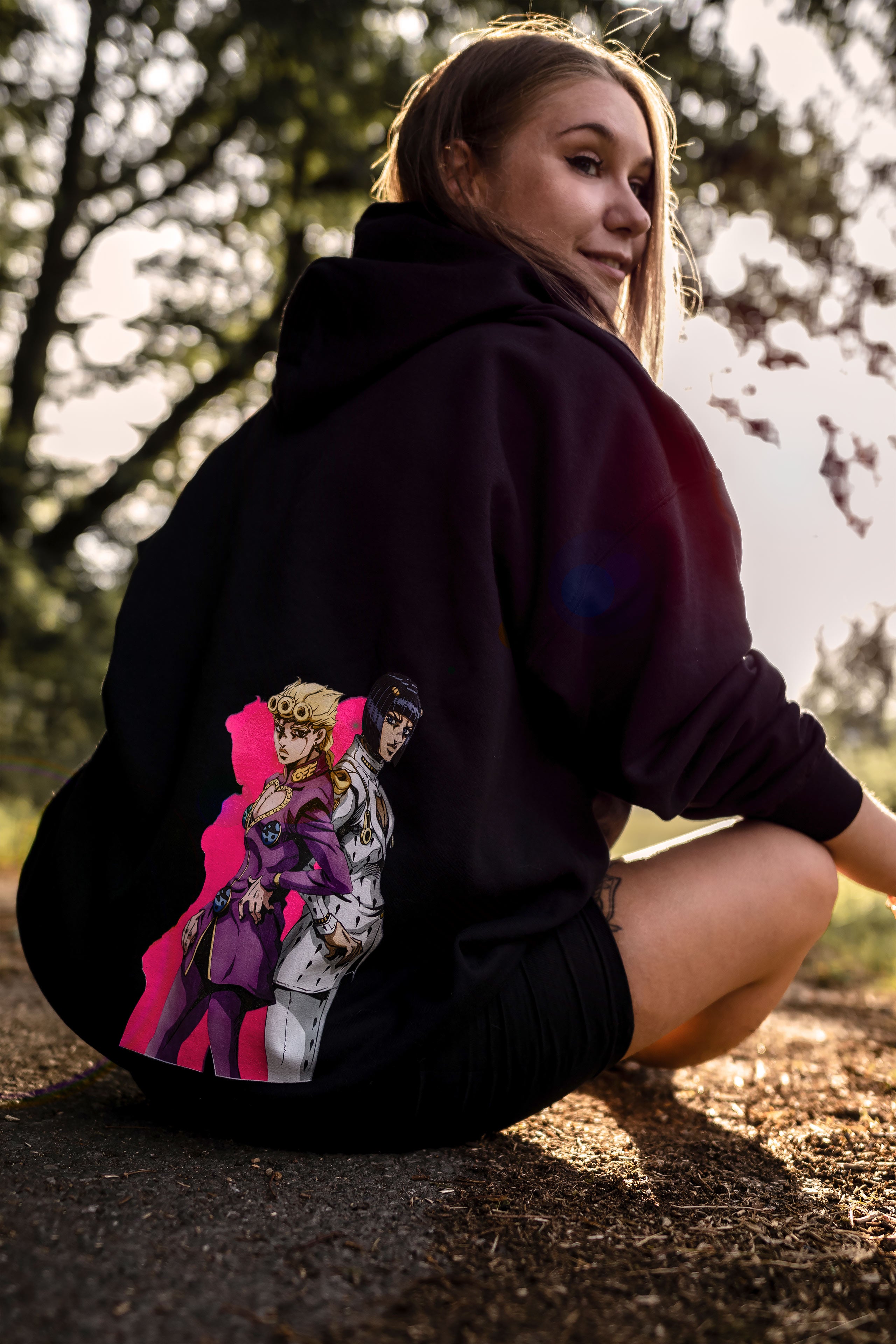 Immagine del prodotto JoJo's Bizarre Adventure - Felpa con cappuccio nera di Giorno e Bruno