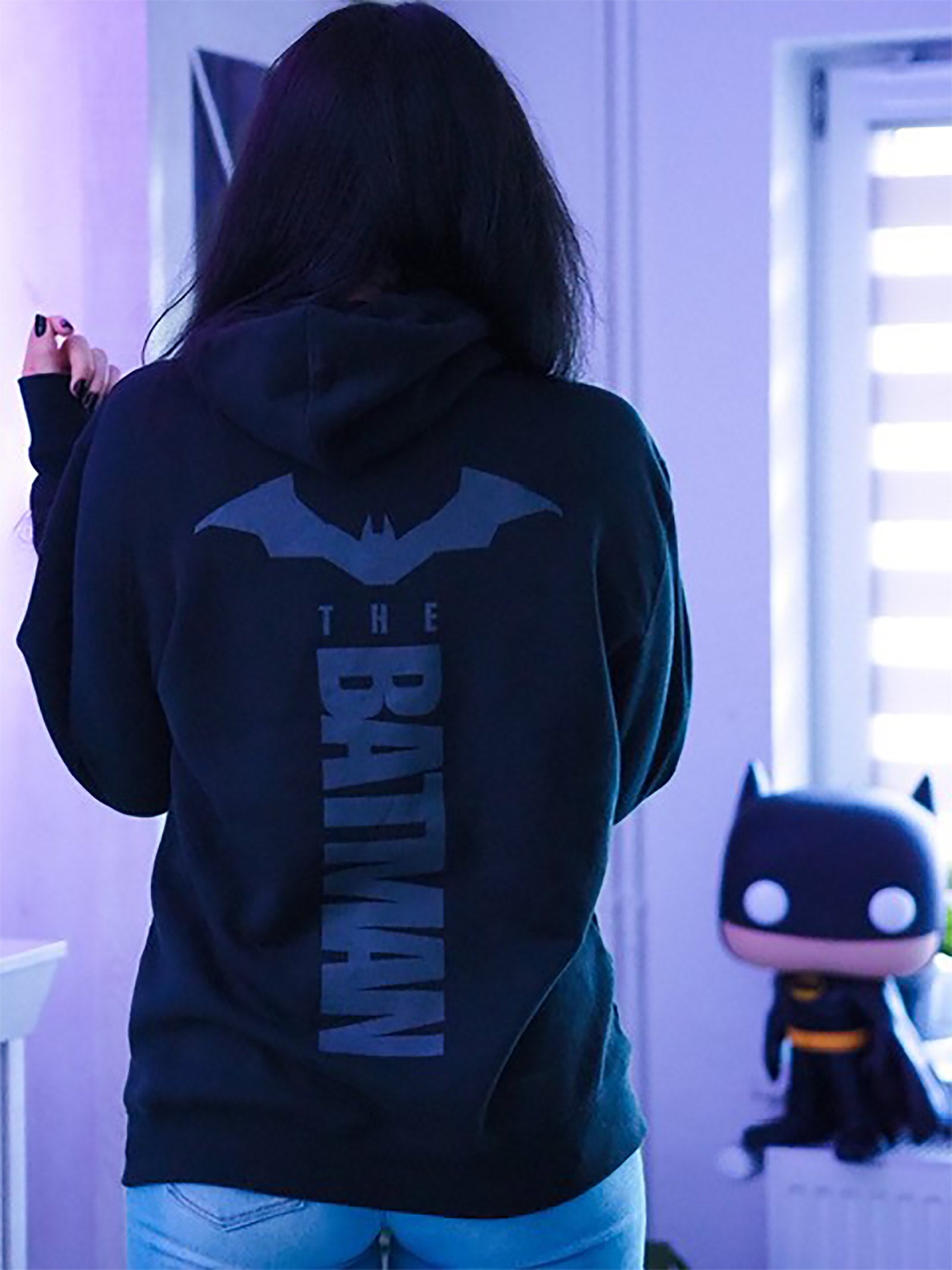 Immagine del prodotto Felpa con cappuccio nera con logo The Batman