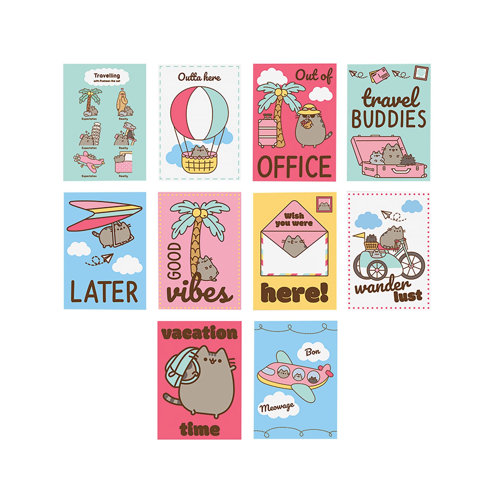 Immagine del prodotto Pusheen - Set di 10 cartoline da viaggio