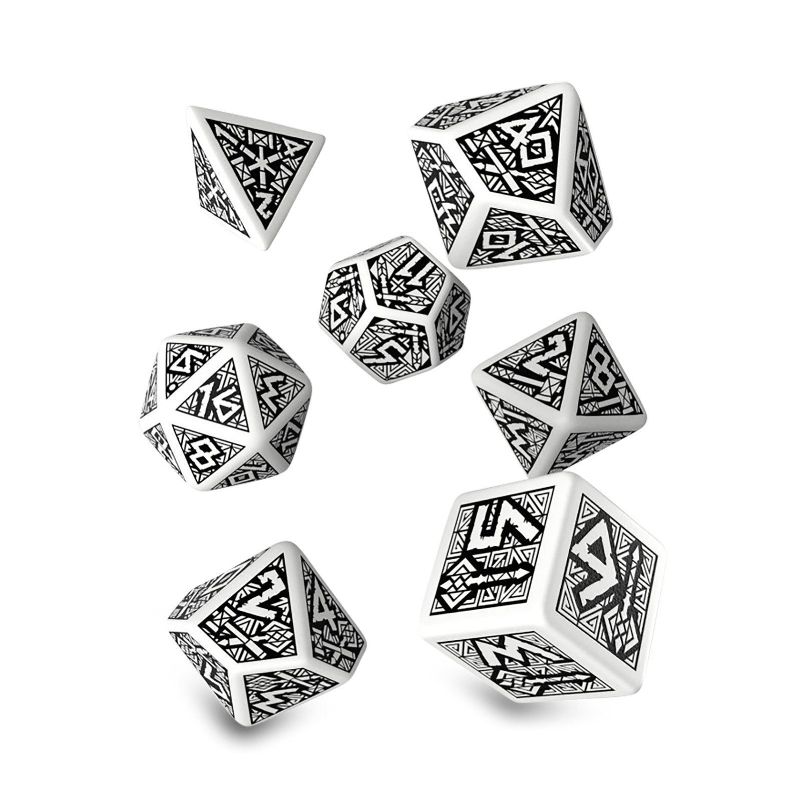 Immagine del prodotto Set di dadi RPG Dwarven Bianco e Nero 7 pezzi