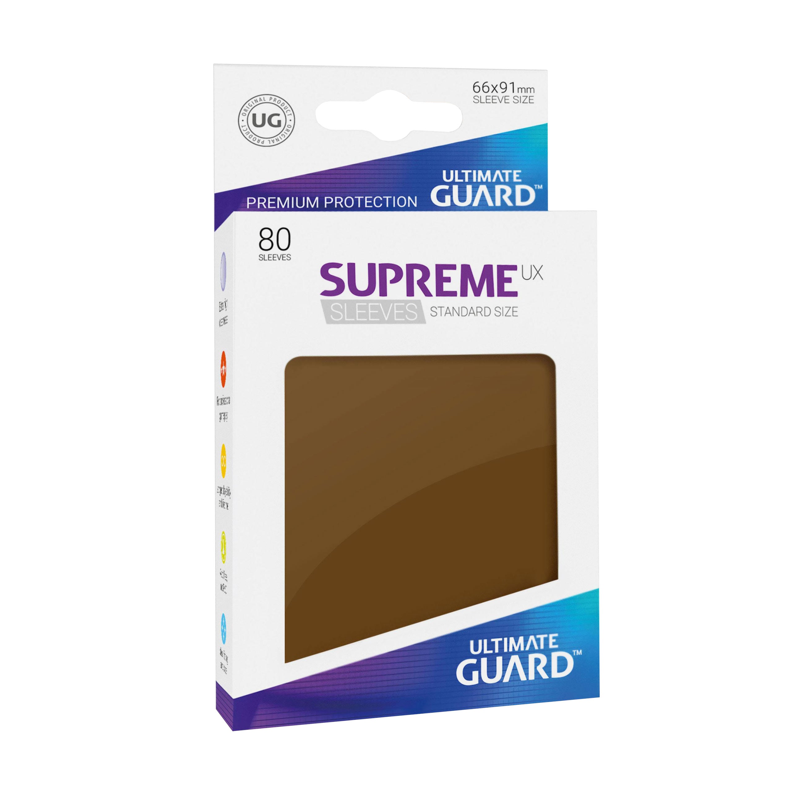 Immagine del prodotto Custodie per carte Ultimate Guard per carte da collezione, set da 80, colore marrone