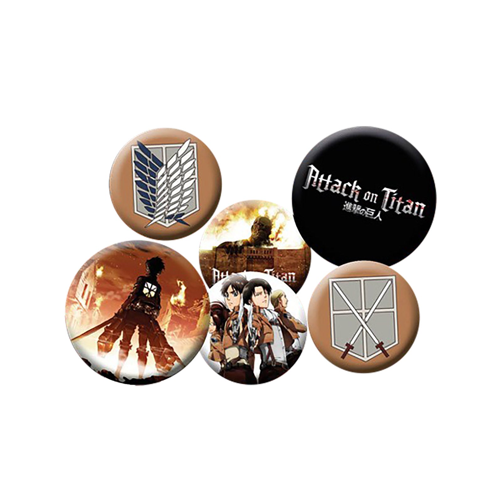 Immagine del prodotto Attack on Titan - Set di spille con personaggi, 6 pezzi