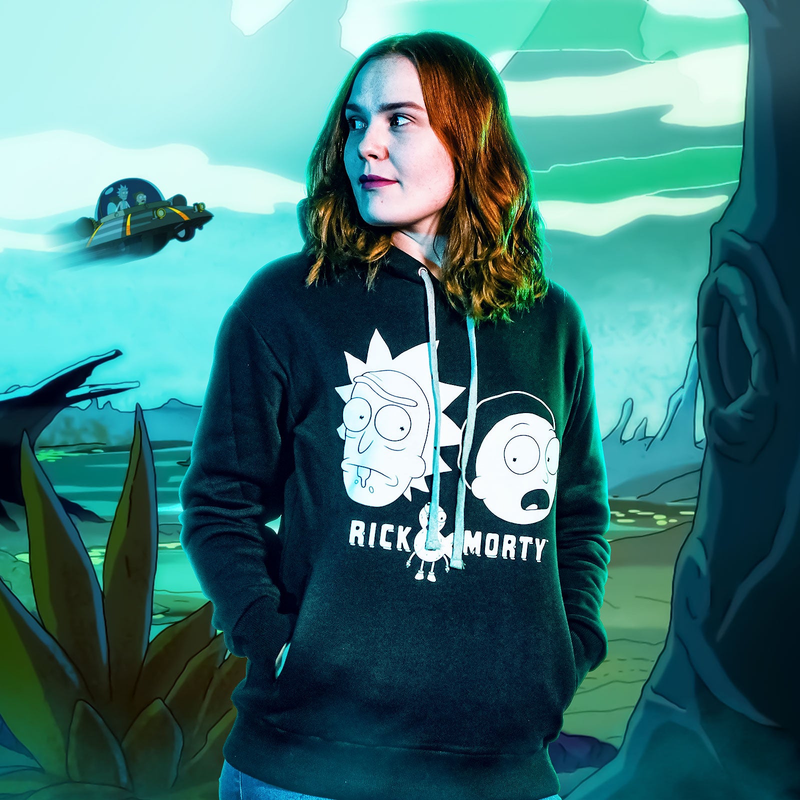 Immagine del prodotto Rick and Morty - Felpa con cappuccio nera Faces
