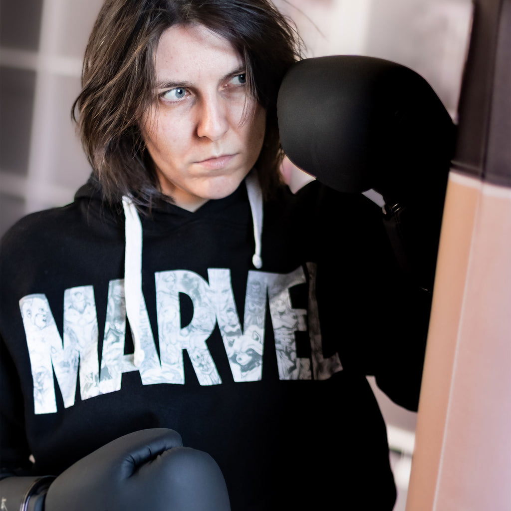 Immagine del prodotto Marvel - Felpa con cappuccio nera con logo fumetto