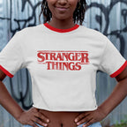 Immagine del prodotto Stranger Things - Crop top con logo distressed bianco