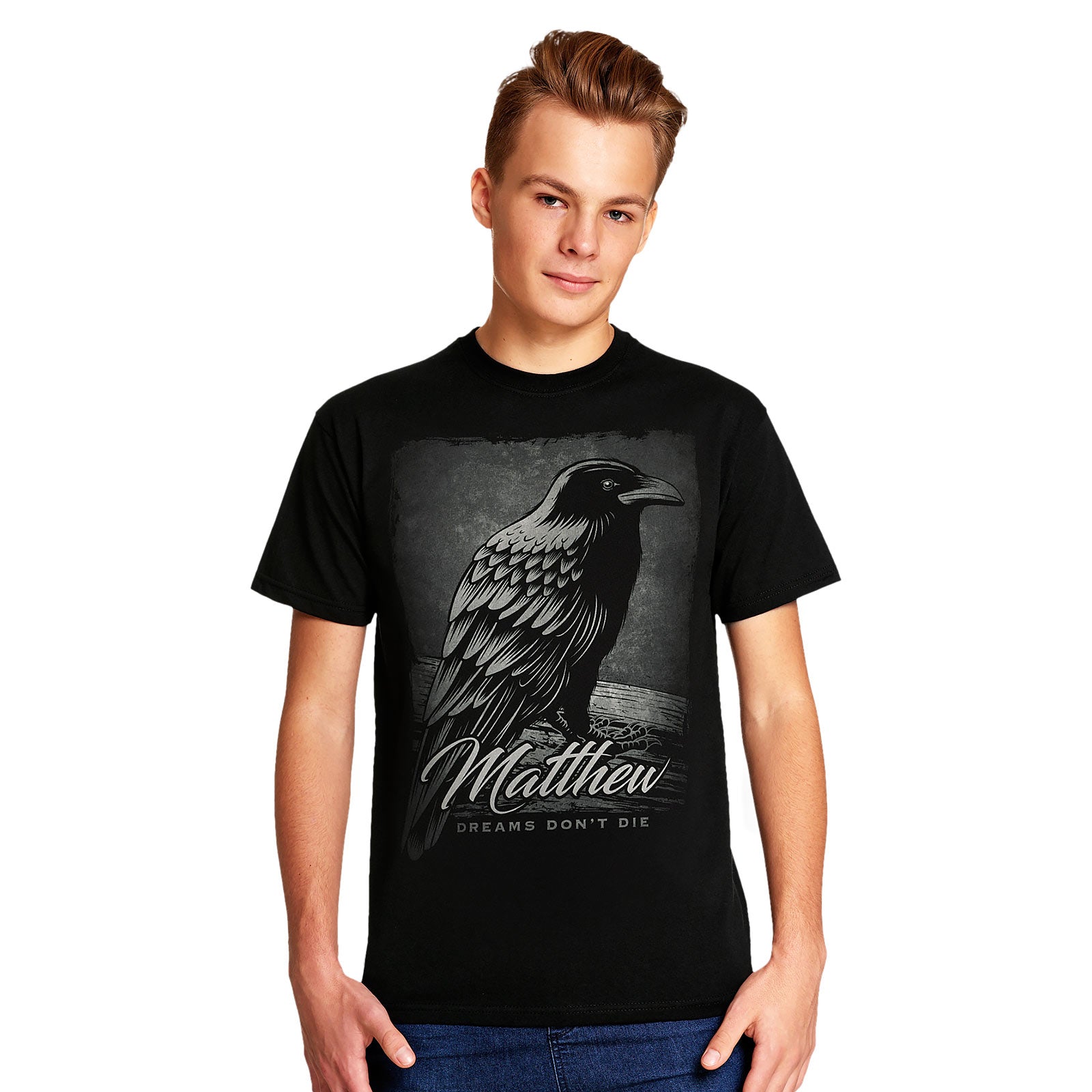 Immagine del prodotto T-shirt Dreams Don't Die per fan di Sandman nera