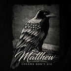 Immagine del prodotto T-shirt Dreams Don't Die per fan di Sandman nera