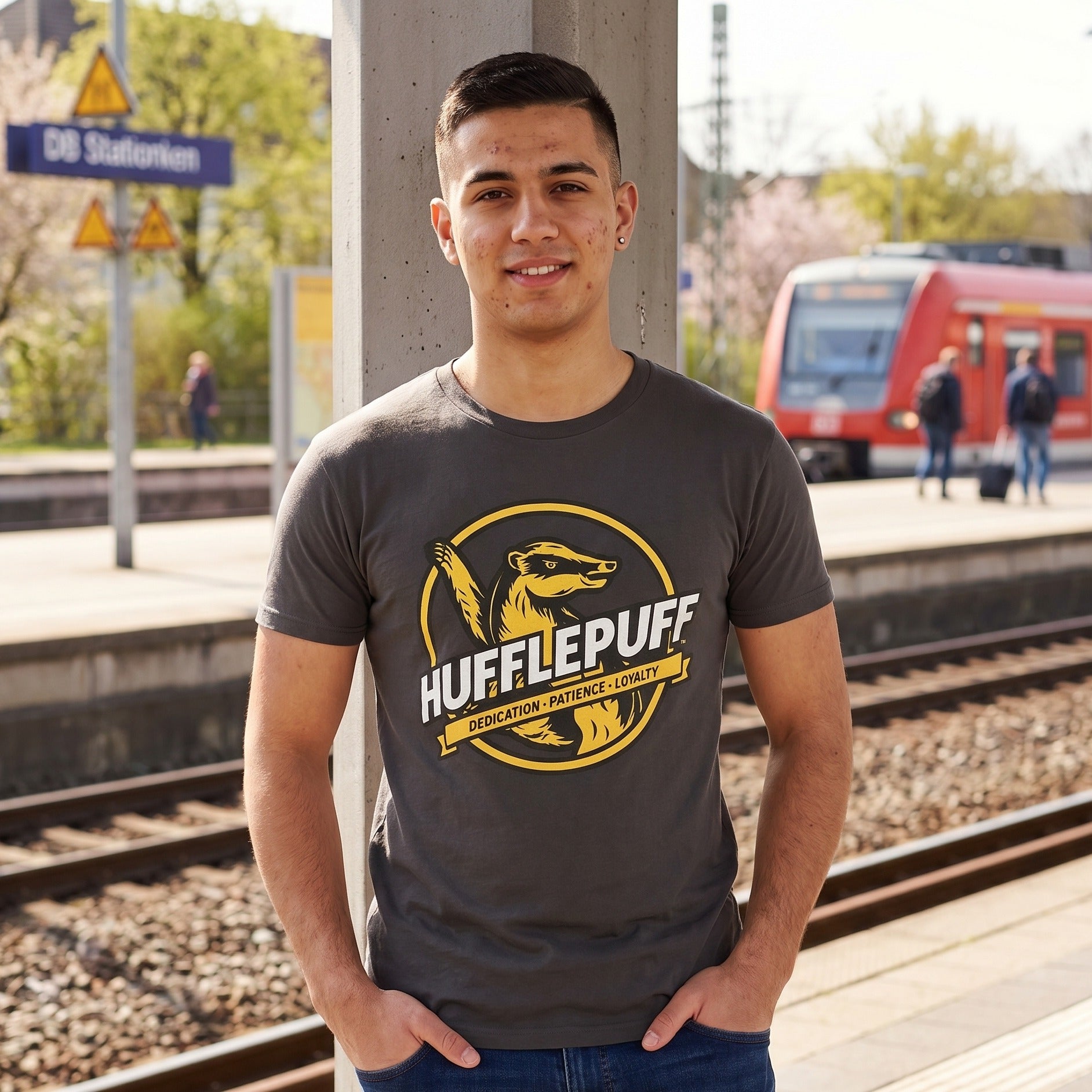 Immagine del prodotto T-shirt grigia Hufflepuff House Values - Harry Potter