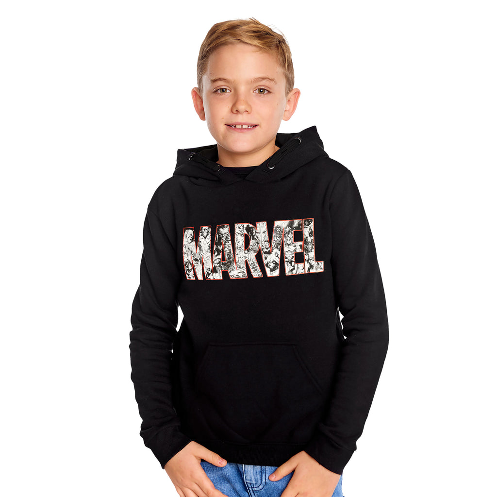 Immagine del prodotto Felpa con cappuccio per bambini Marvel Comic Logo nera