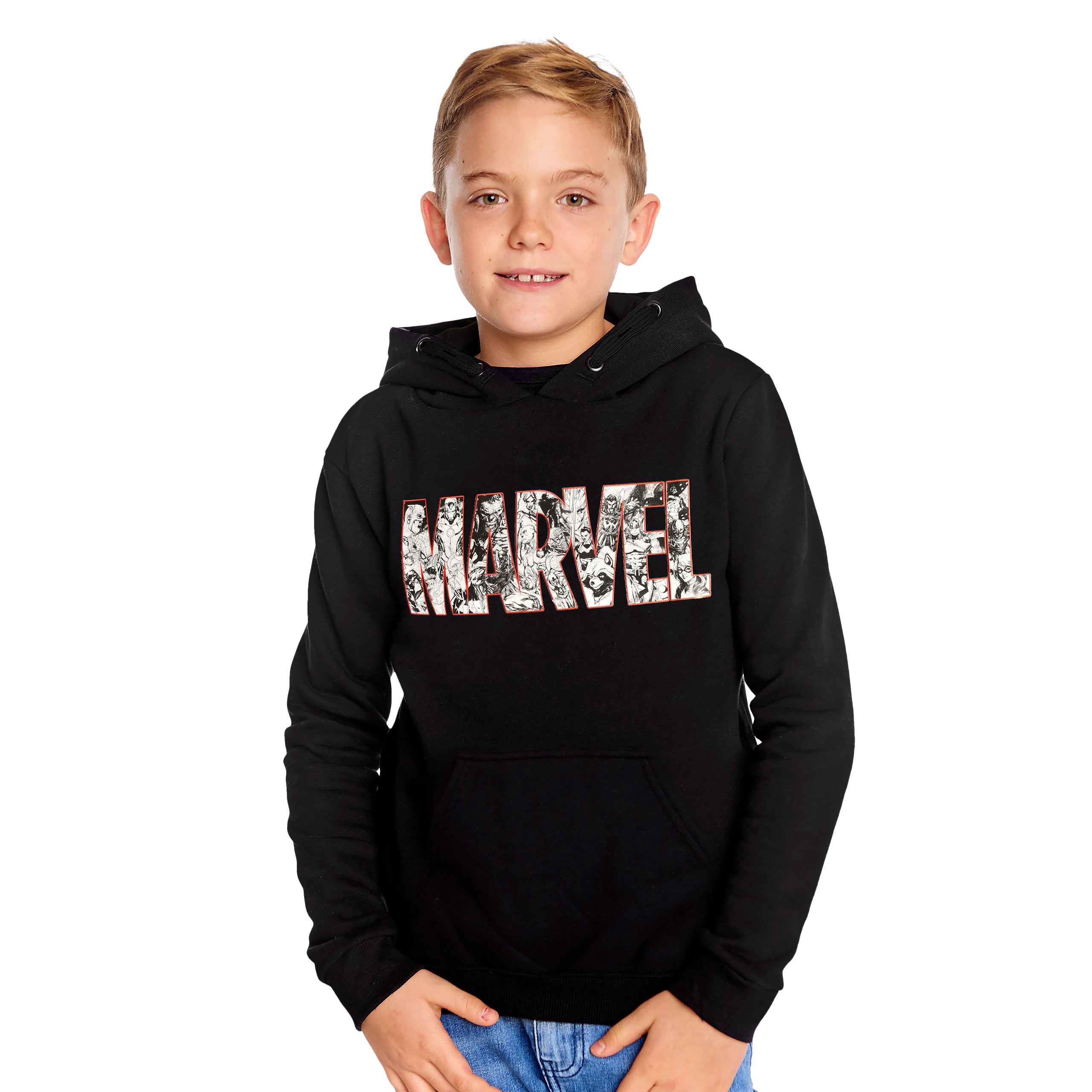 Immagine del prodotto Felpa con cappuccio per bambini Marvel Comic Logo nera