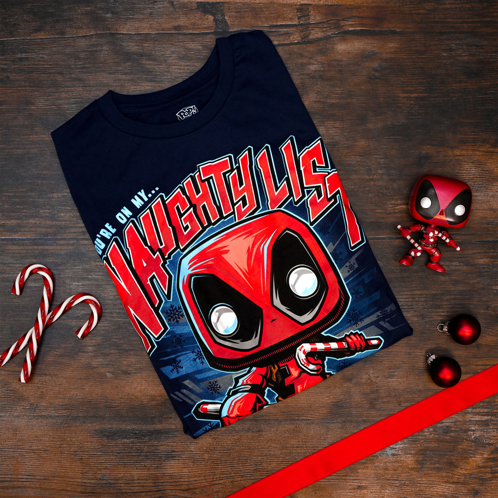 Immagine del prodotto T-shirt di Natale di Deadpool con figura Funko Pop