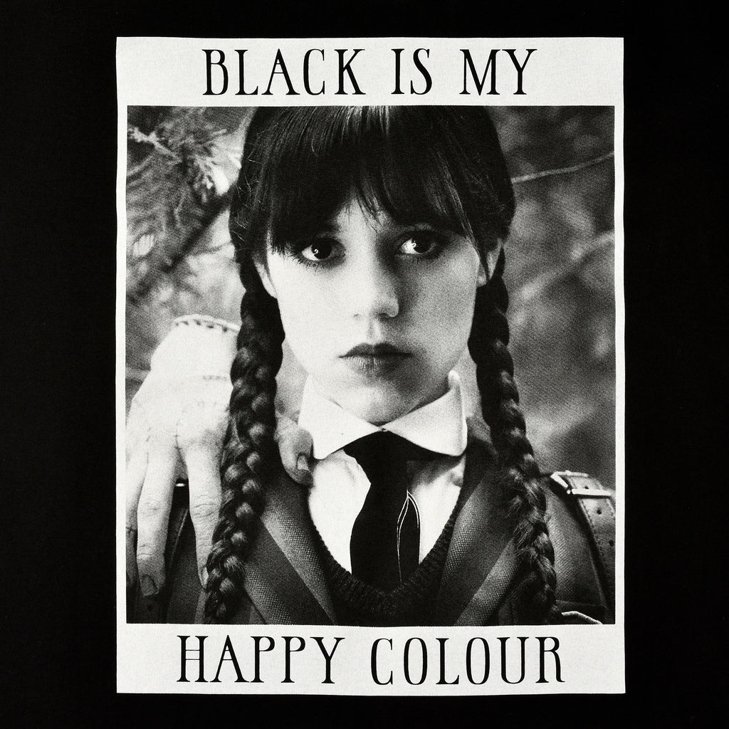 Immagine del prodotto Mercoledì - T-shirt nera 'Il nero è il mio colore felice'