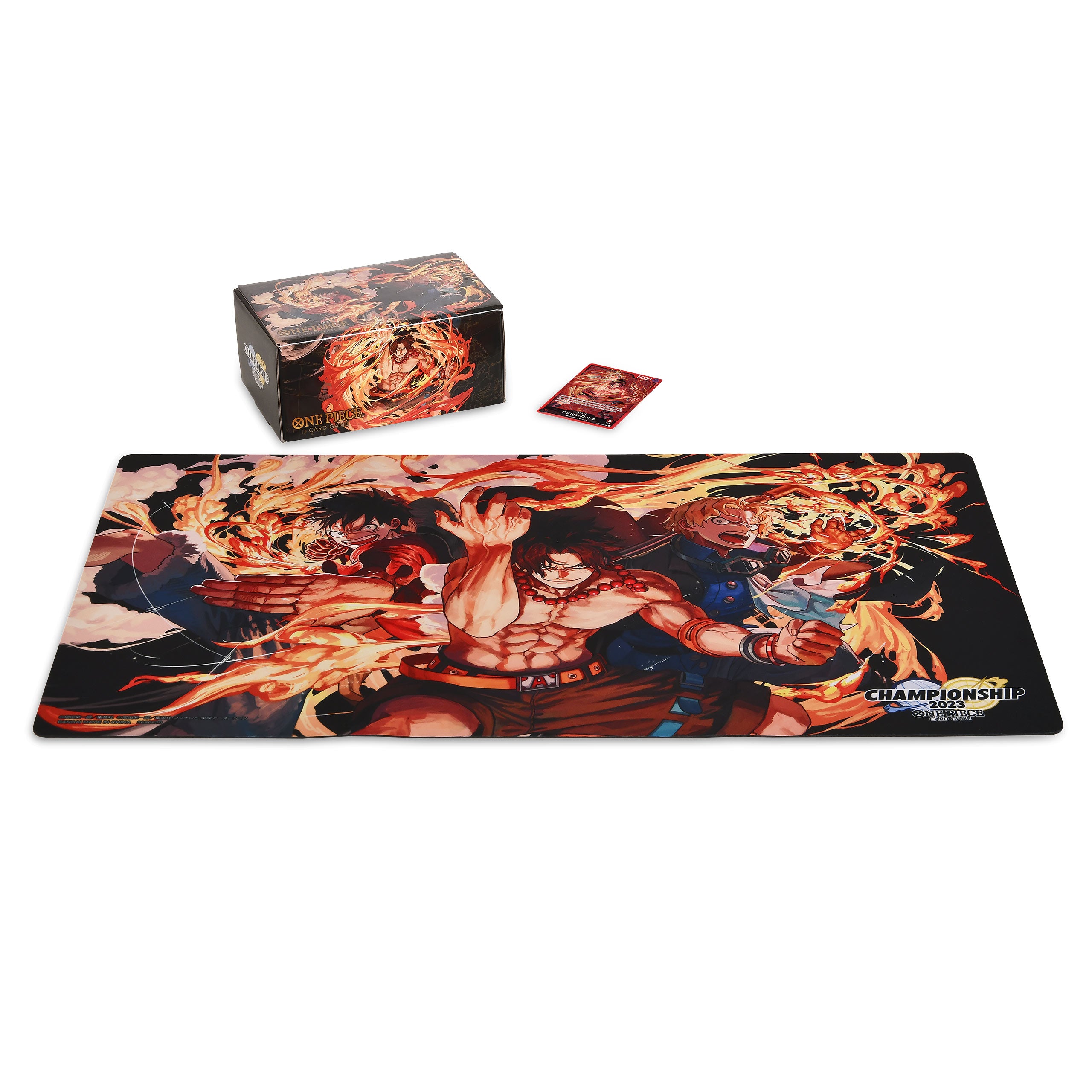 Immagine del prodotto One Piece Card Game - Tappetino da gioco e scatola di conservazione Ace, Sabo e Luffy