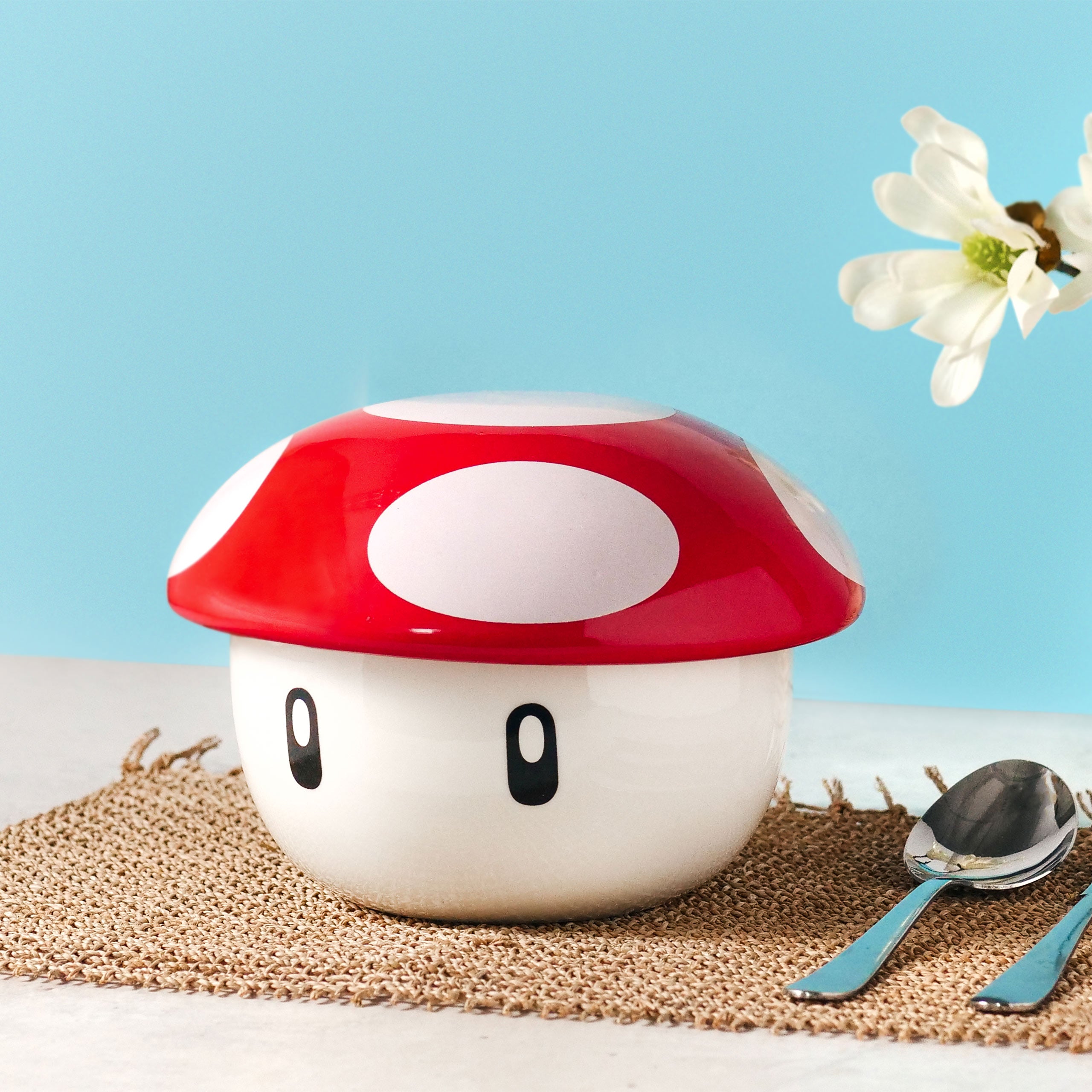 Immagine del prodotto Ciotola Super-Fungo con coperchio per fan di Super Mario