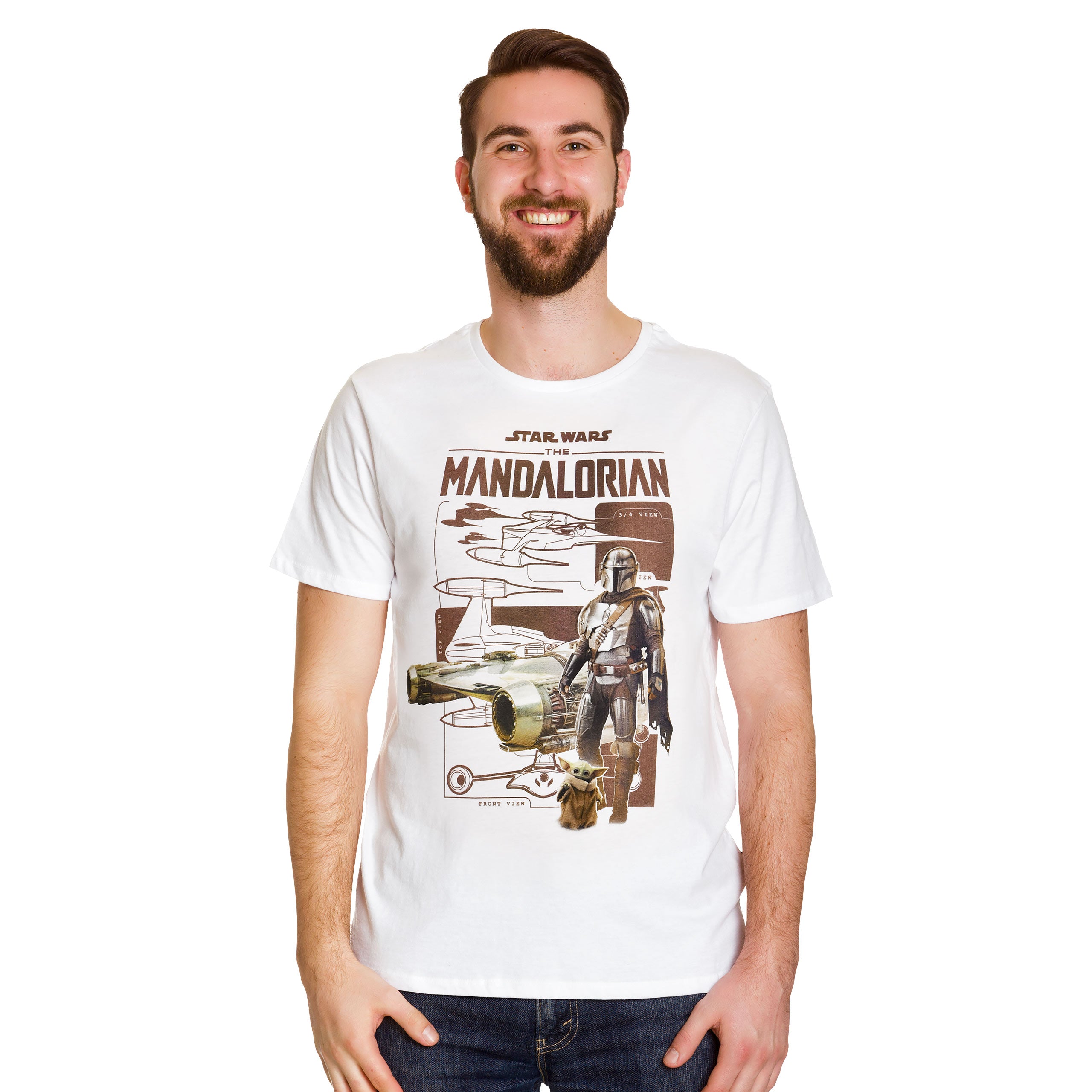 Immagine del prodotto T-shirt bianca di Grogu e Mandaloriano - Star Wars The Mandalorian