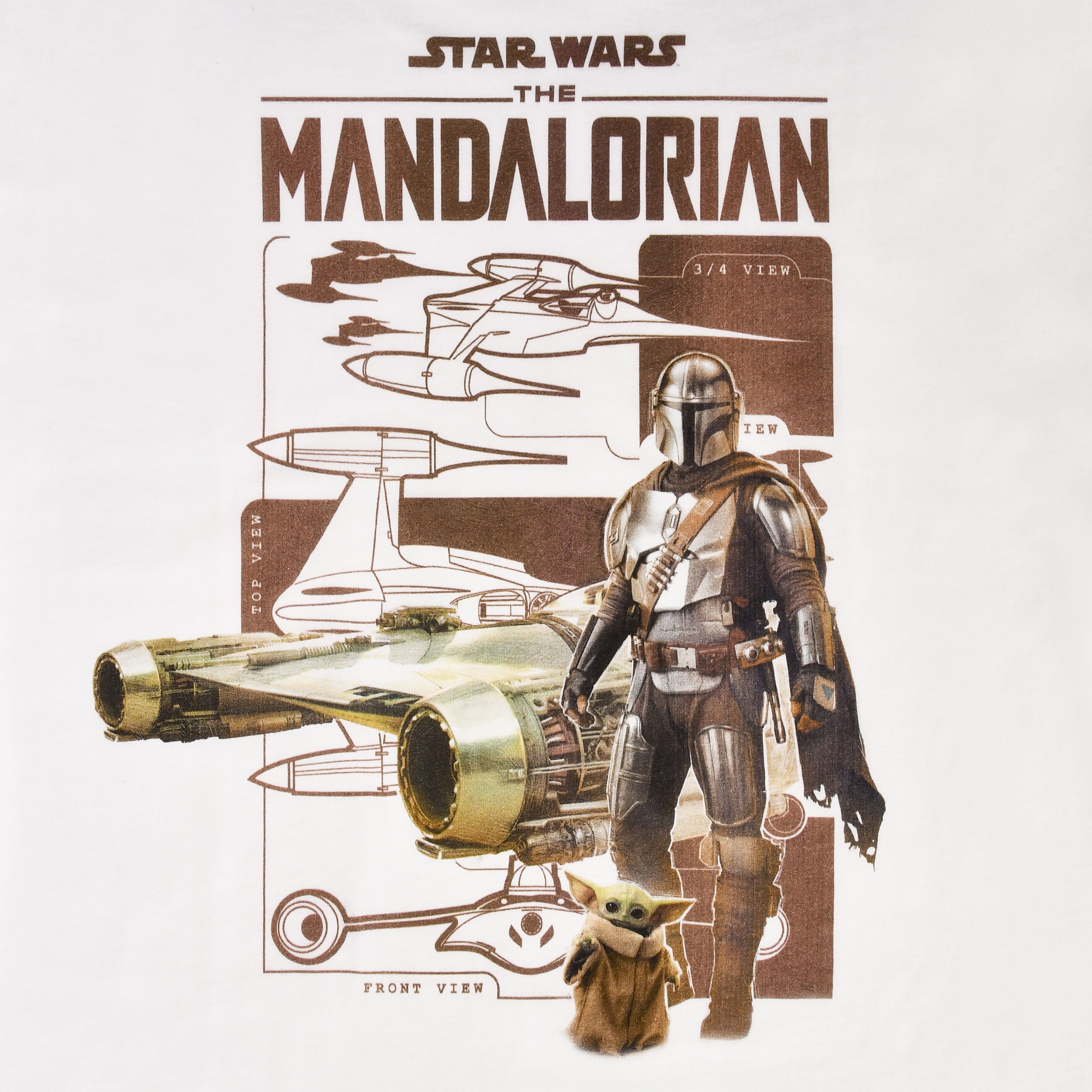 Immagine del prodotto T-shirt bianca di Grogu e Mandaloriano - Star Wars The Mandalorian