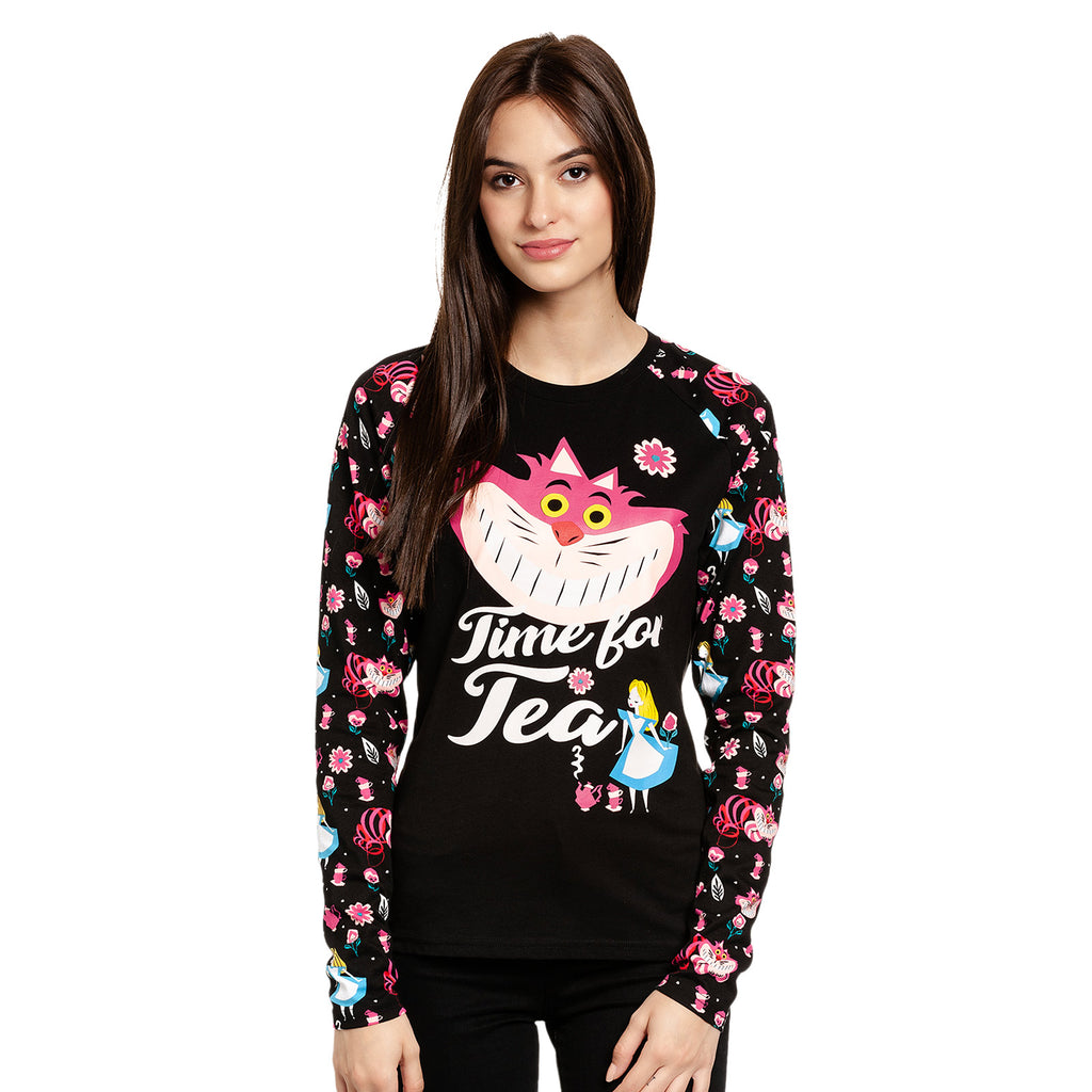 Immagine del prodotto Alice nel Paese delle Meraviglie - Maglia a manica lunga 'Time for Tea' nera da donna