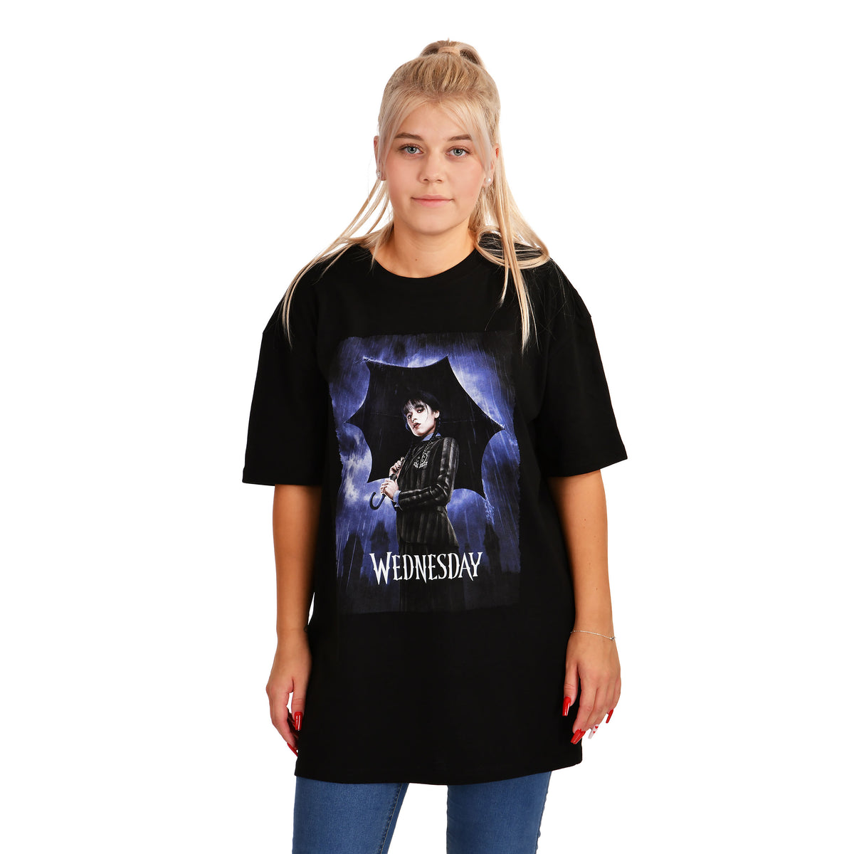 Immagine del prodotto Wednesday - Maglietta Oversize con Poster Teaser in nero